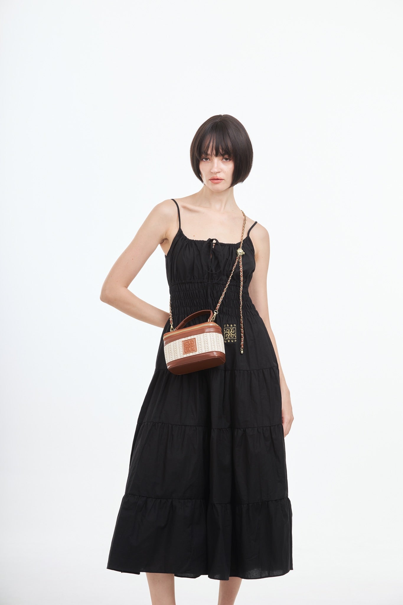 Straw Crossbody Bag - Brown
