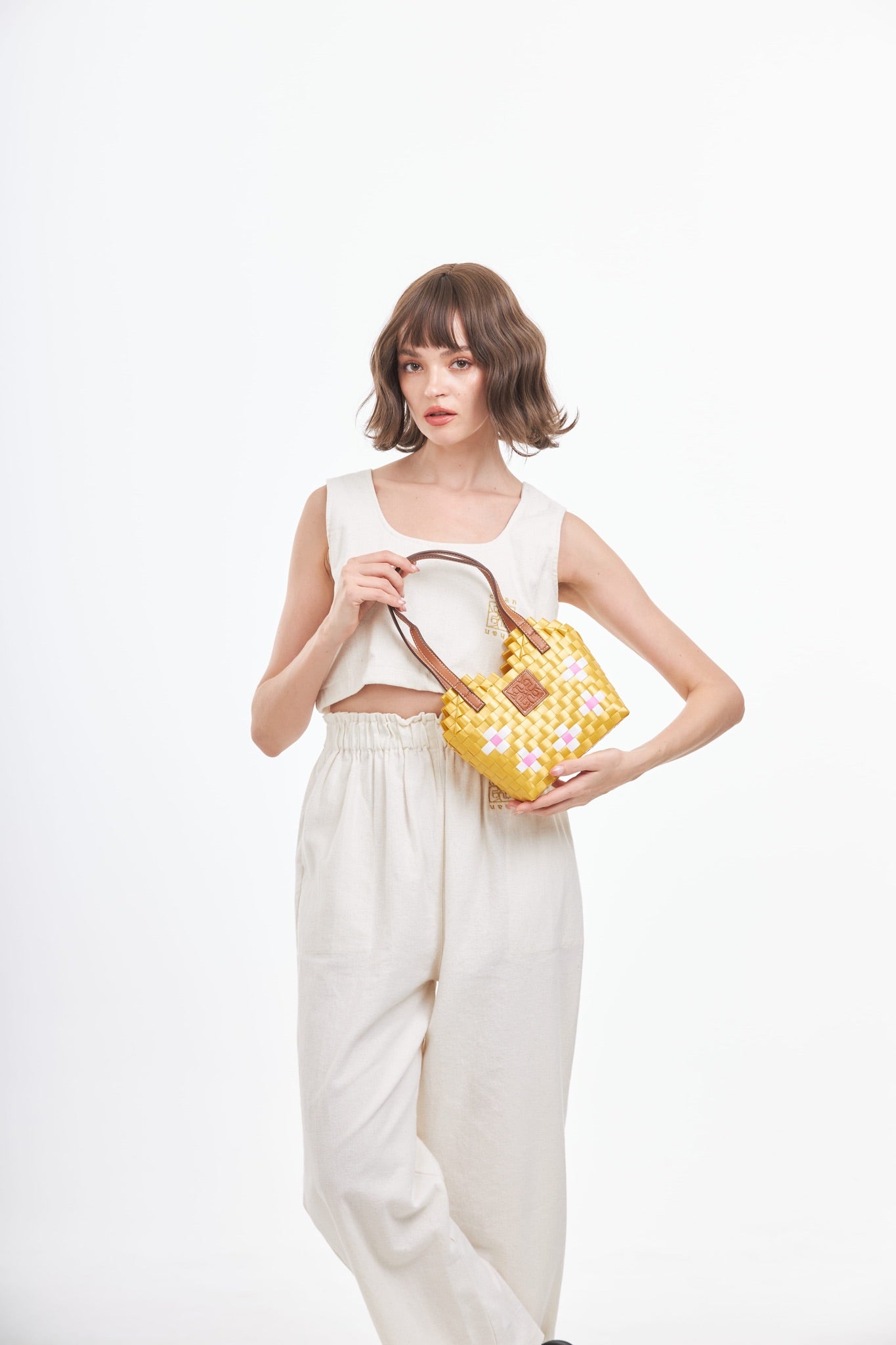 Floral Heart Basket Bag XS - Gold