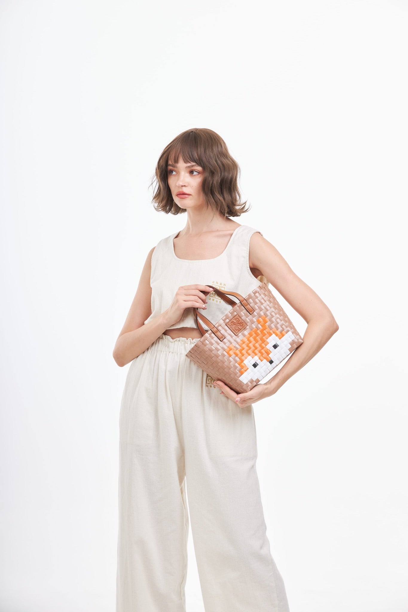 Animal Basket Bag Fox M - Brown