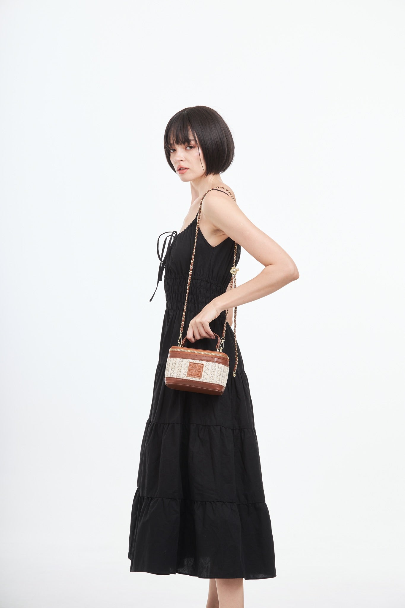 Straw Crossbody Bag - Brown