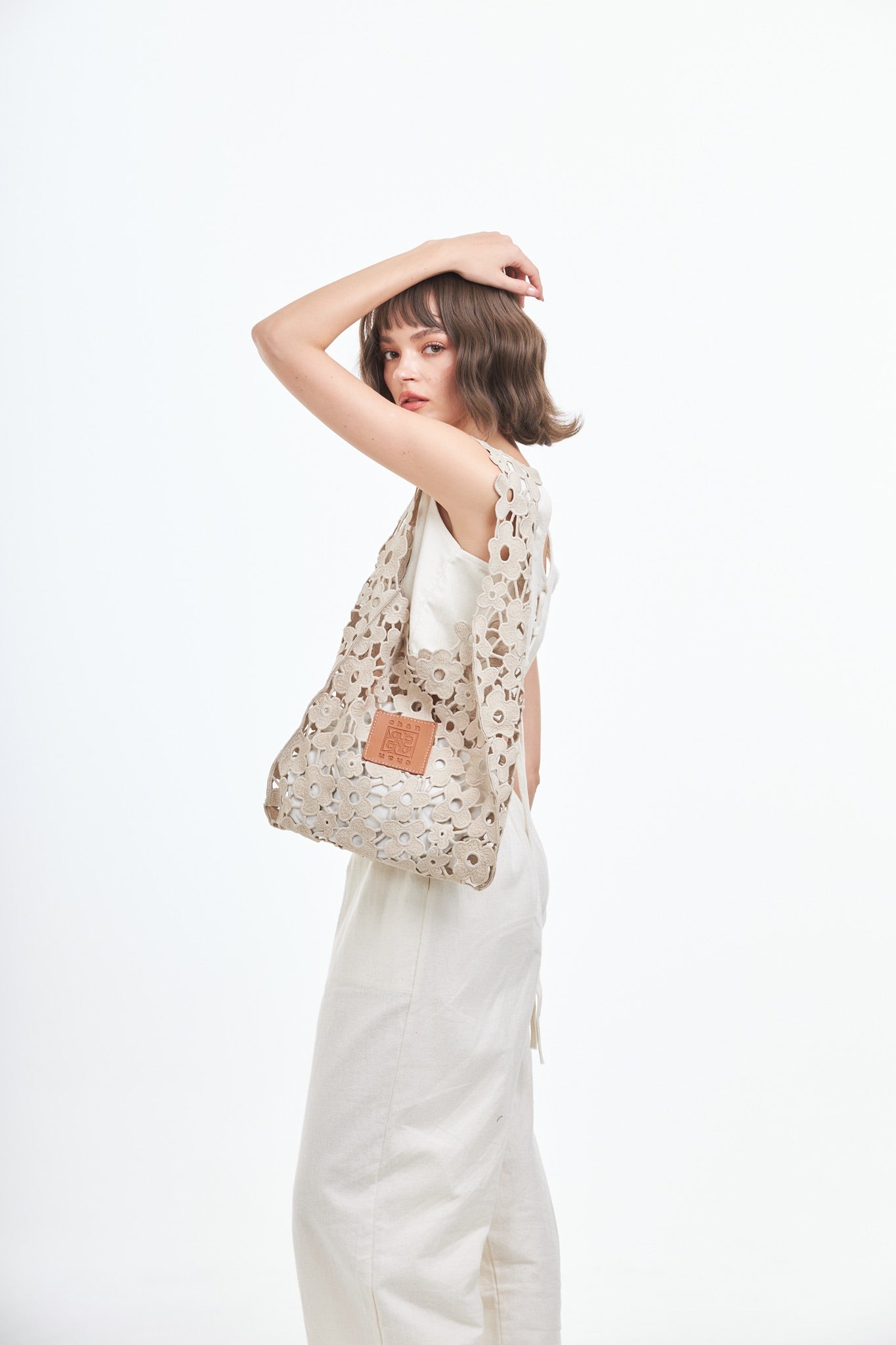 Embroidered Lace Bag - Beige