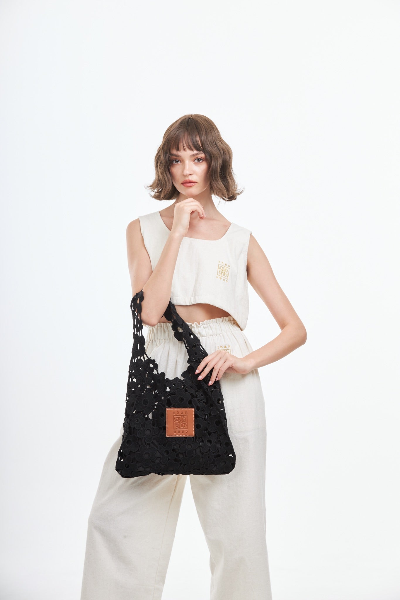 Embroidered Lace Bag - Black