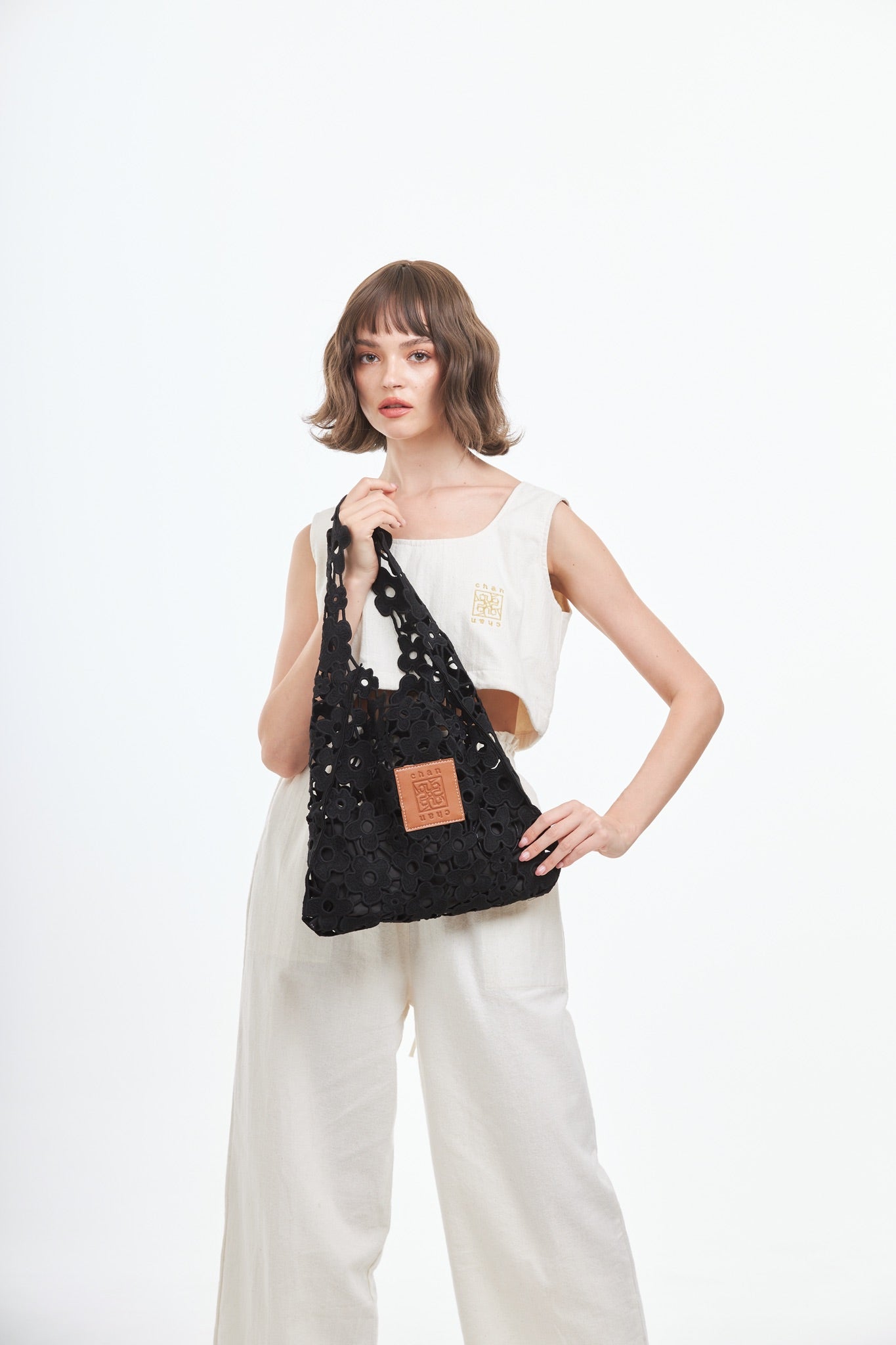 Embroidered Lace Bag - Black