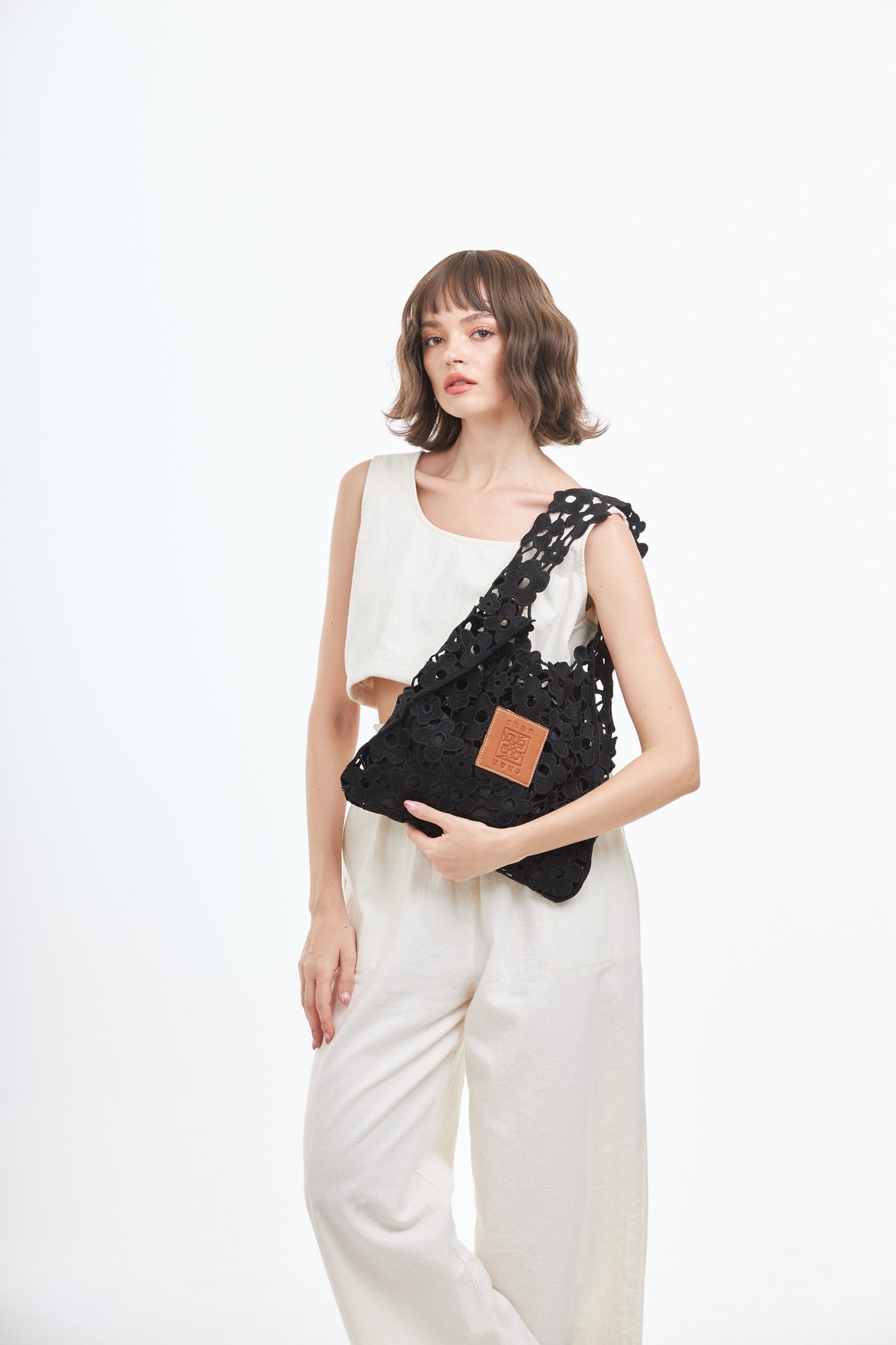 Embroidered Lace Bag - Black