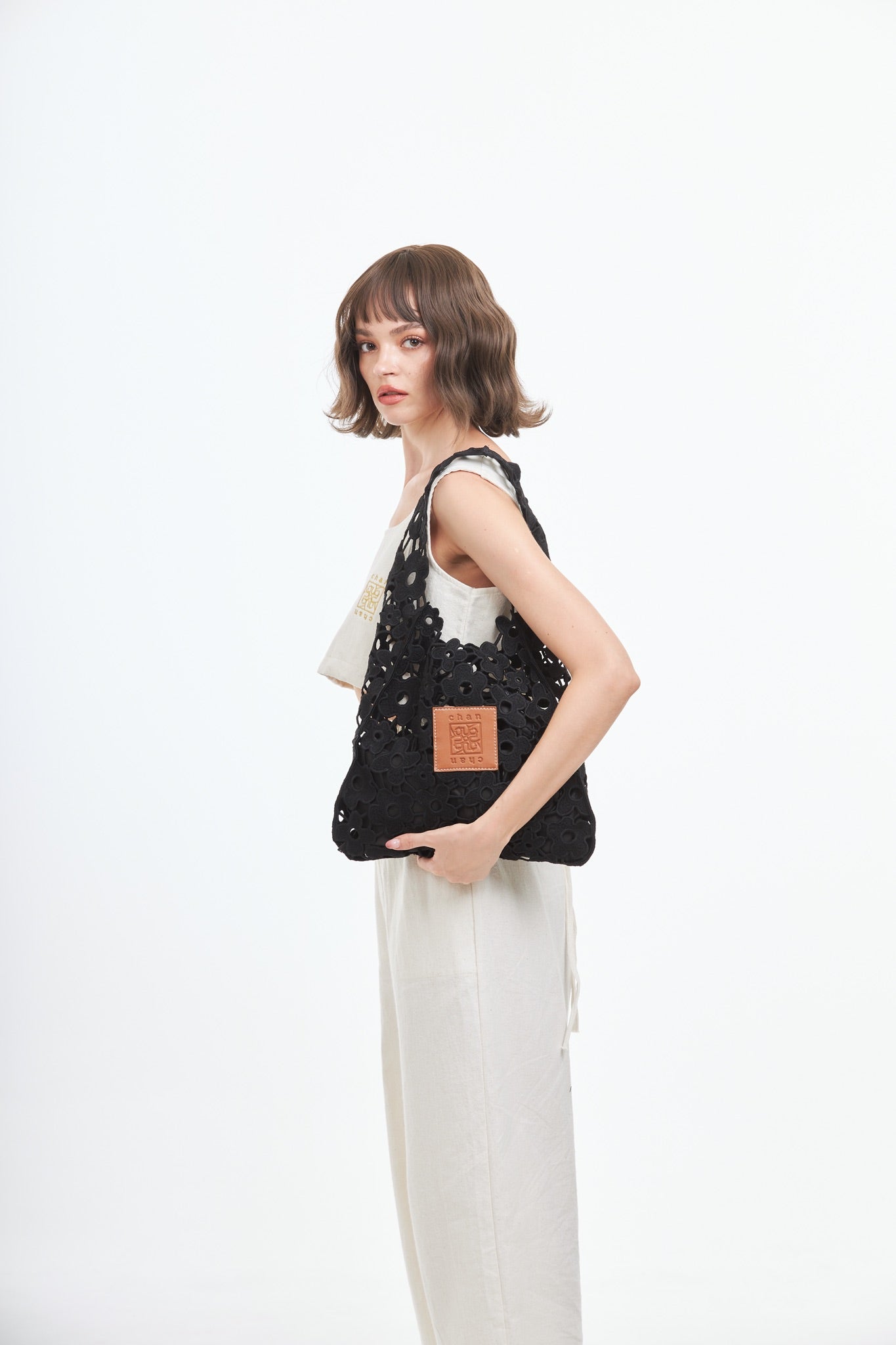 Embroidered Lace Bag - Black