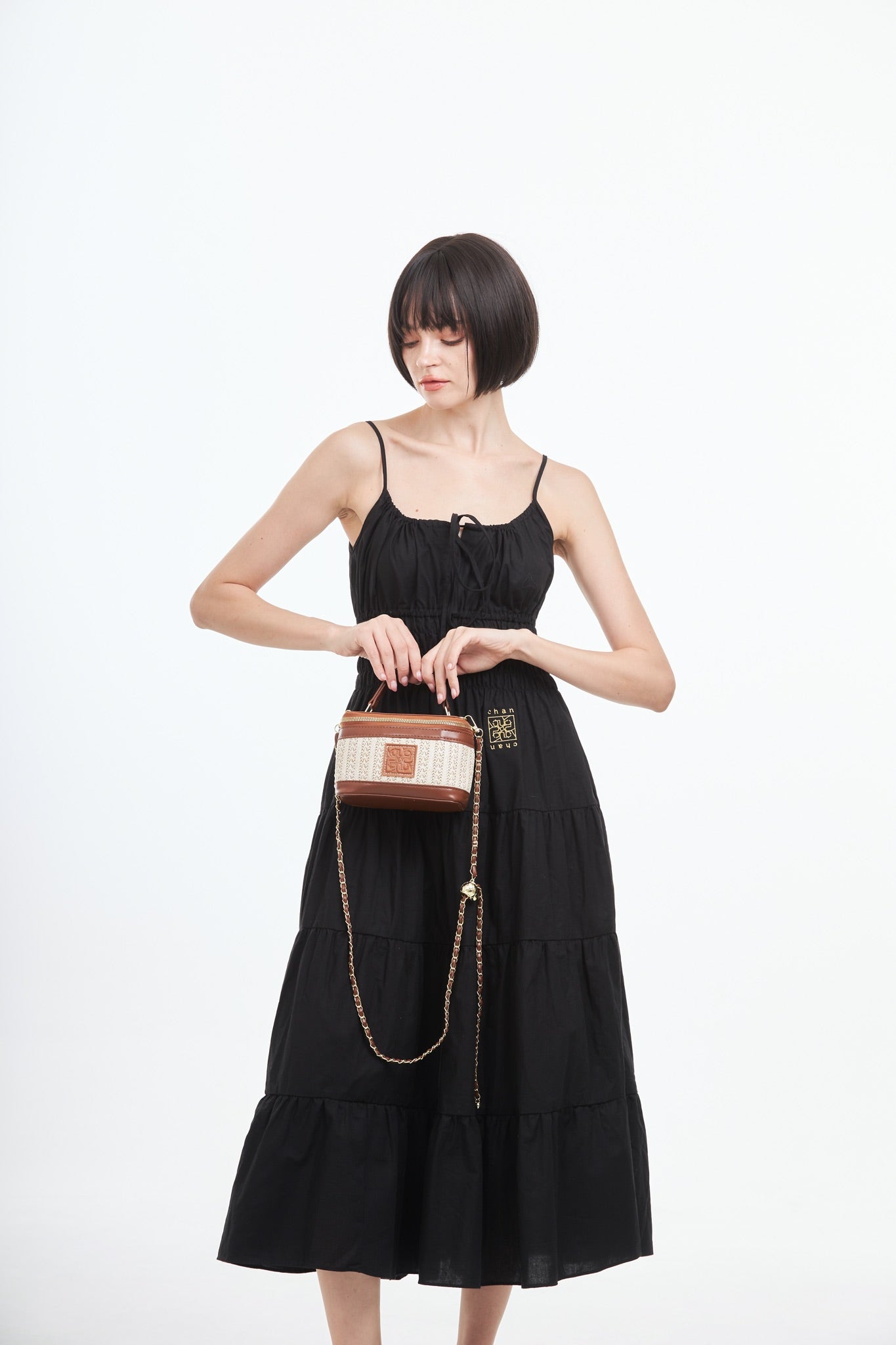 Straw Crossbody Bag - Brown