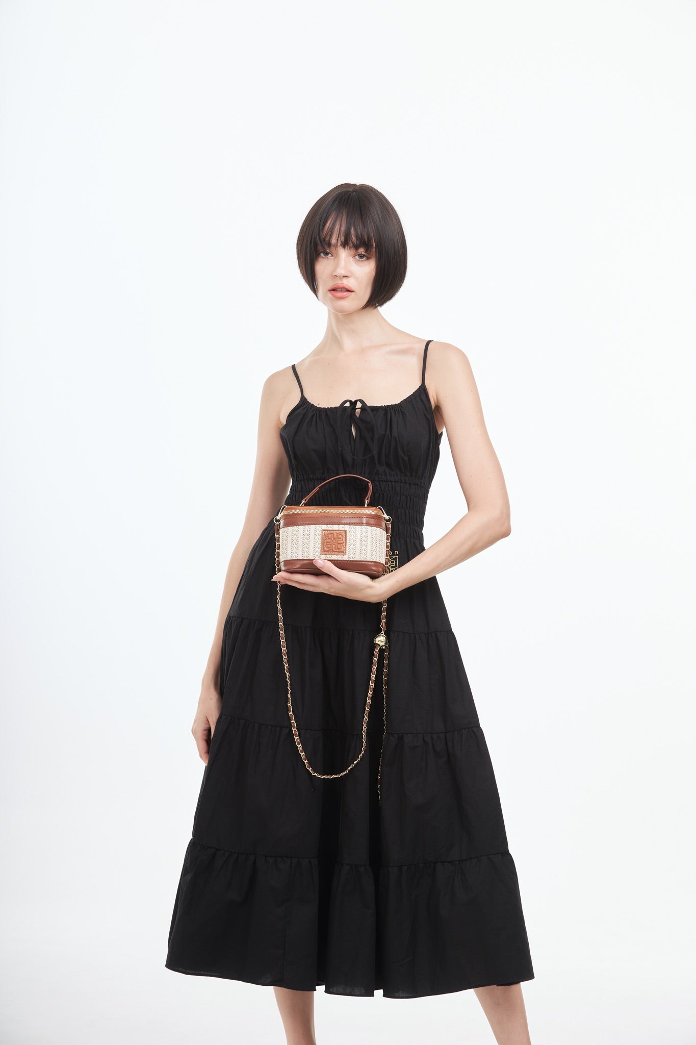 Straw Crossbody Bag - Brown