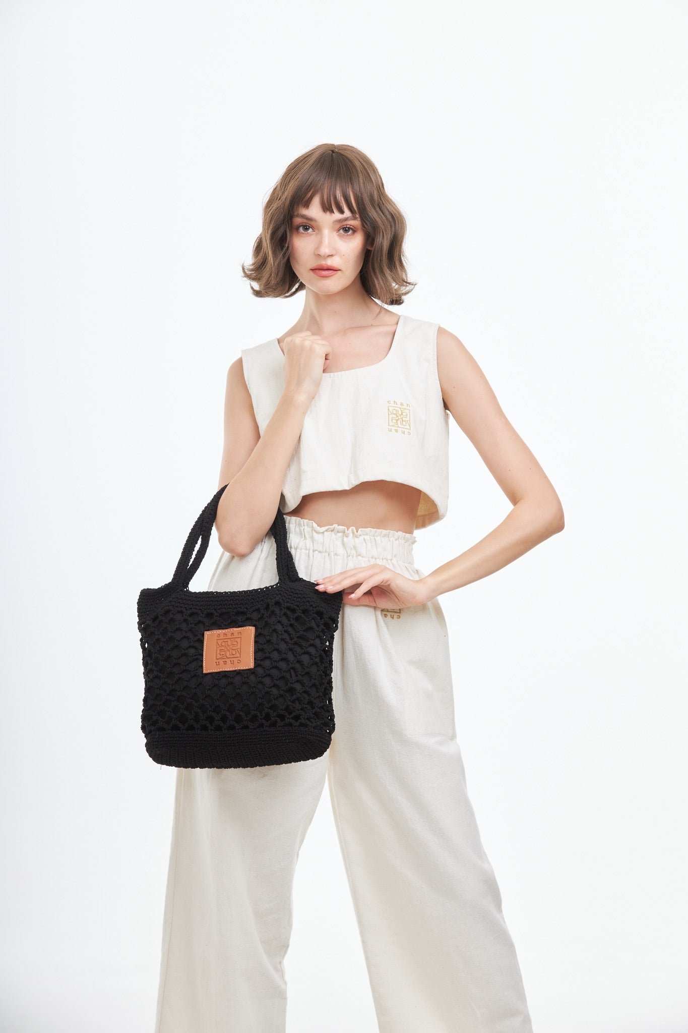Knitted Tote Bag - Black