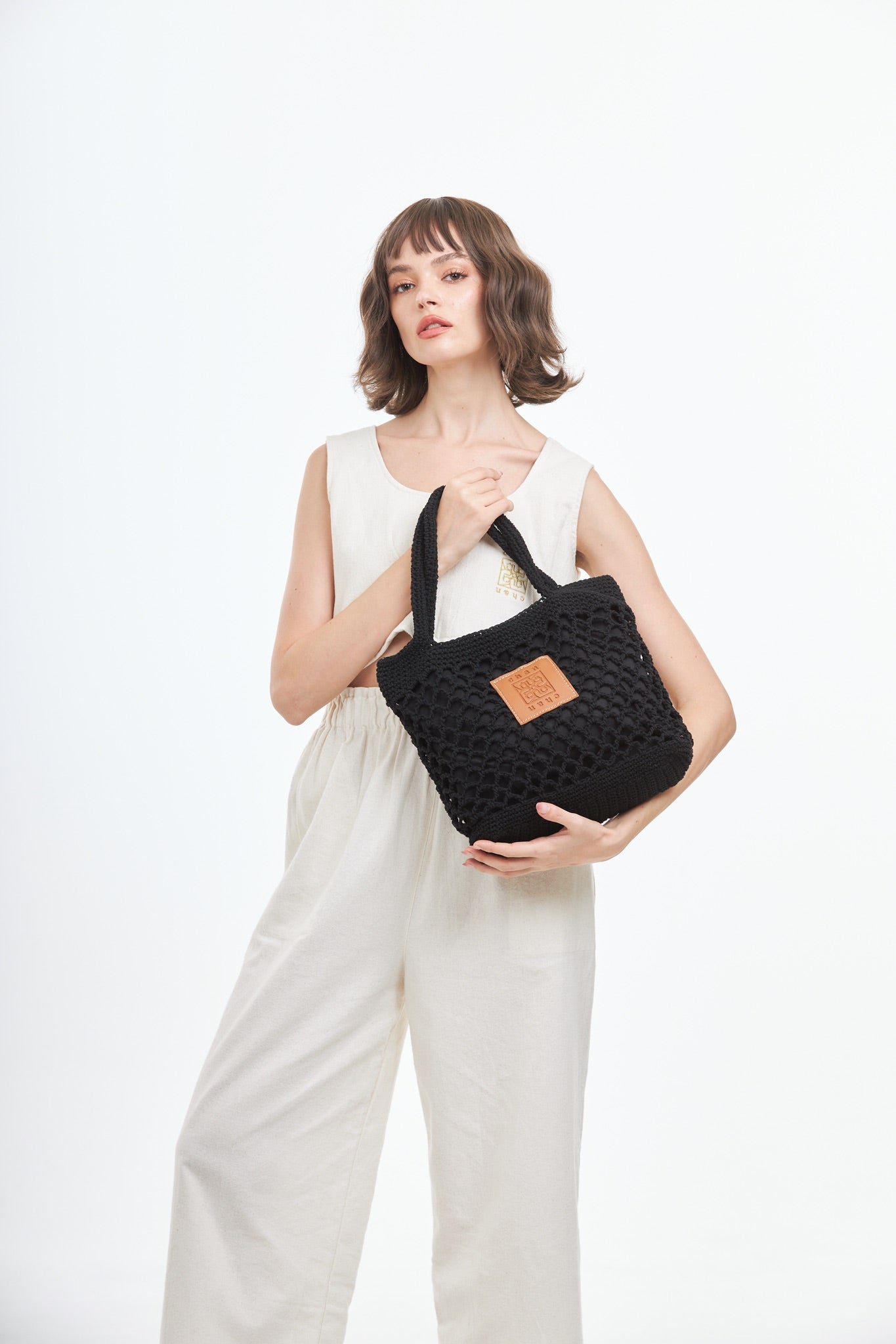 Knitted Tote Bag - Black