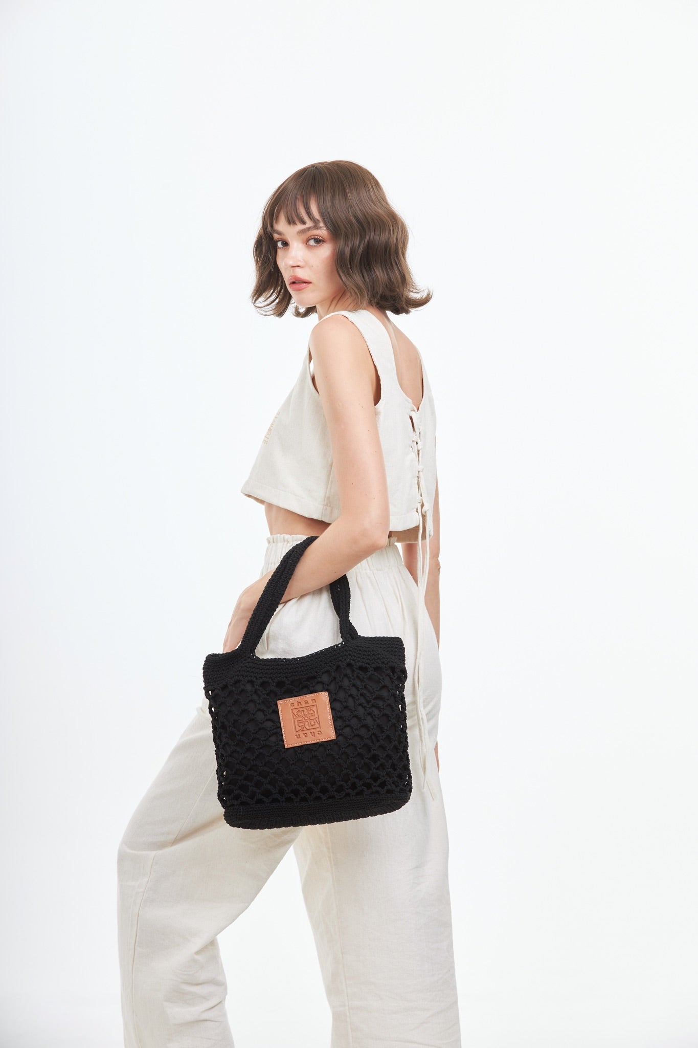 Knitted Tote Bag - Black