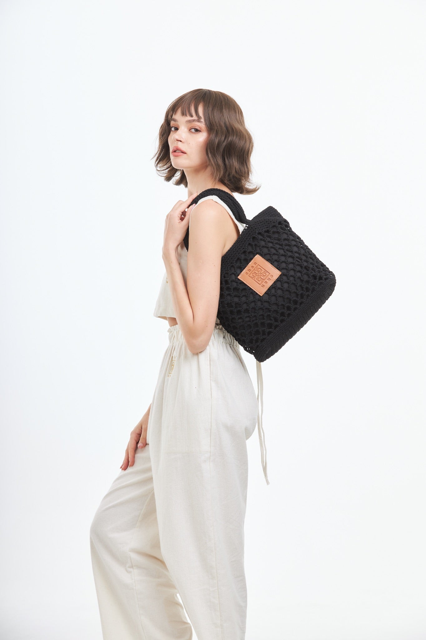 Knitted Tote Bag - Black