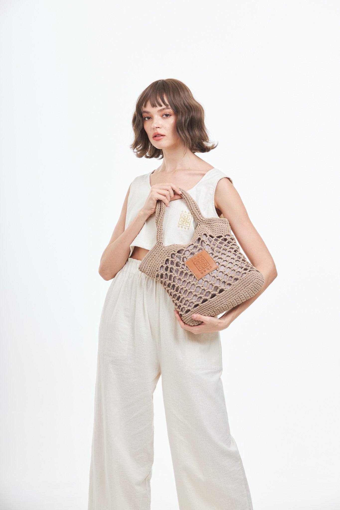 Knitted Tote Bag - Coffee