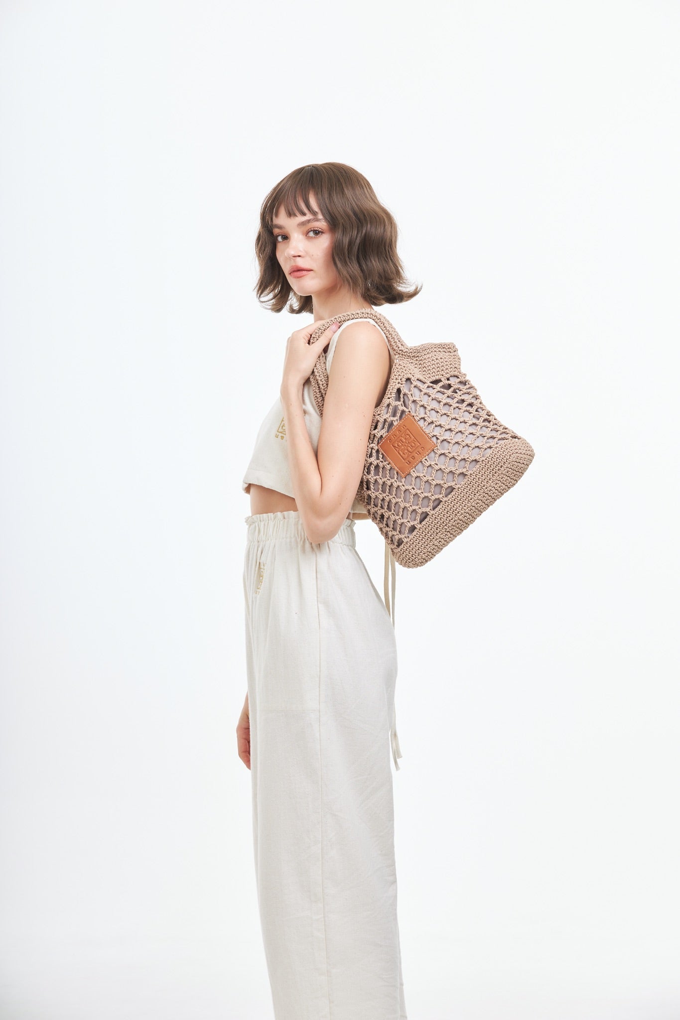 Knitted Tote Bag - Coffee