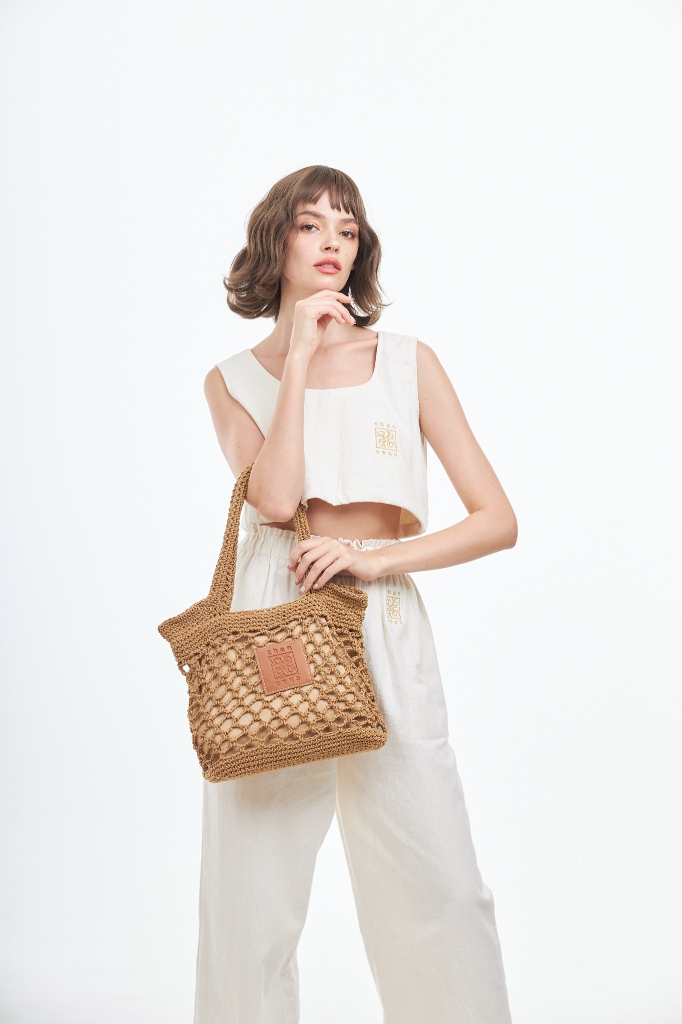 Knitted Tote Bag - Brown