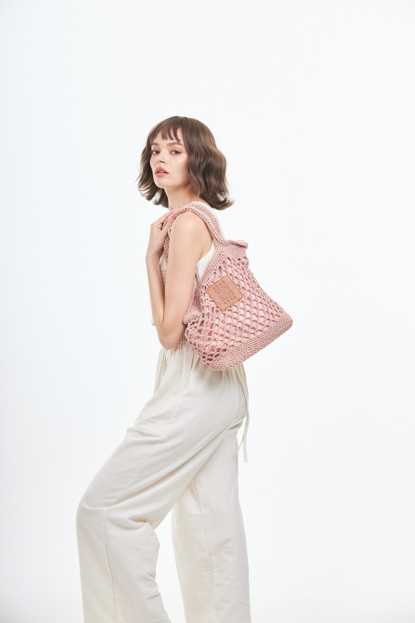 Knitted Tote Bag - Pink