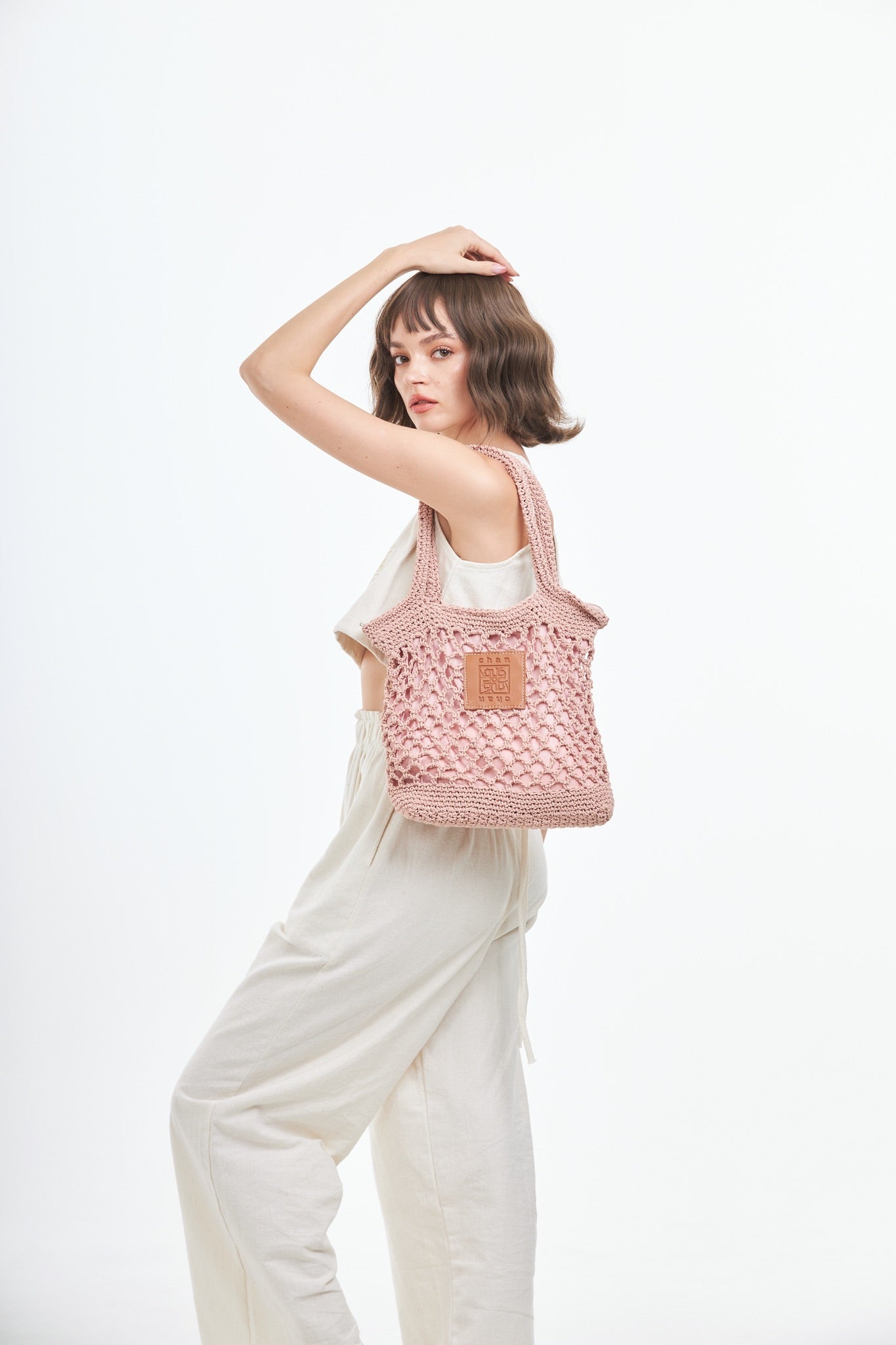 Knitted Tote Bag - Pink