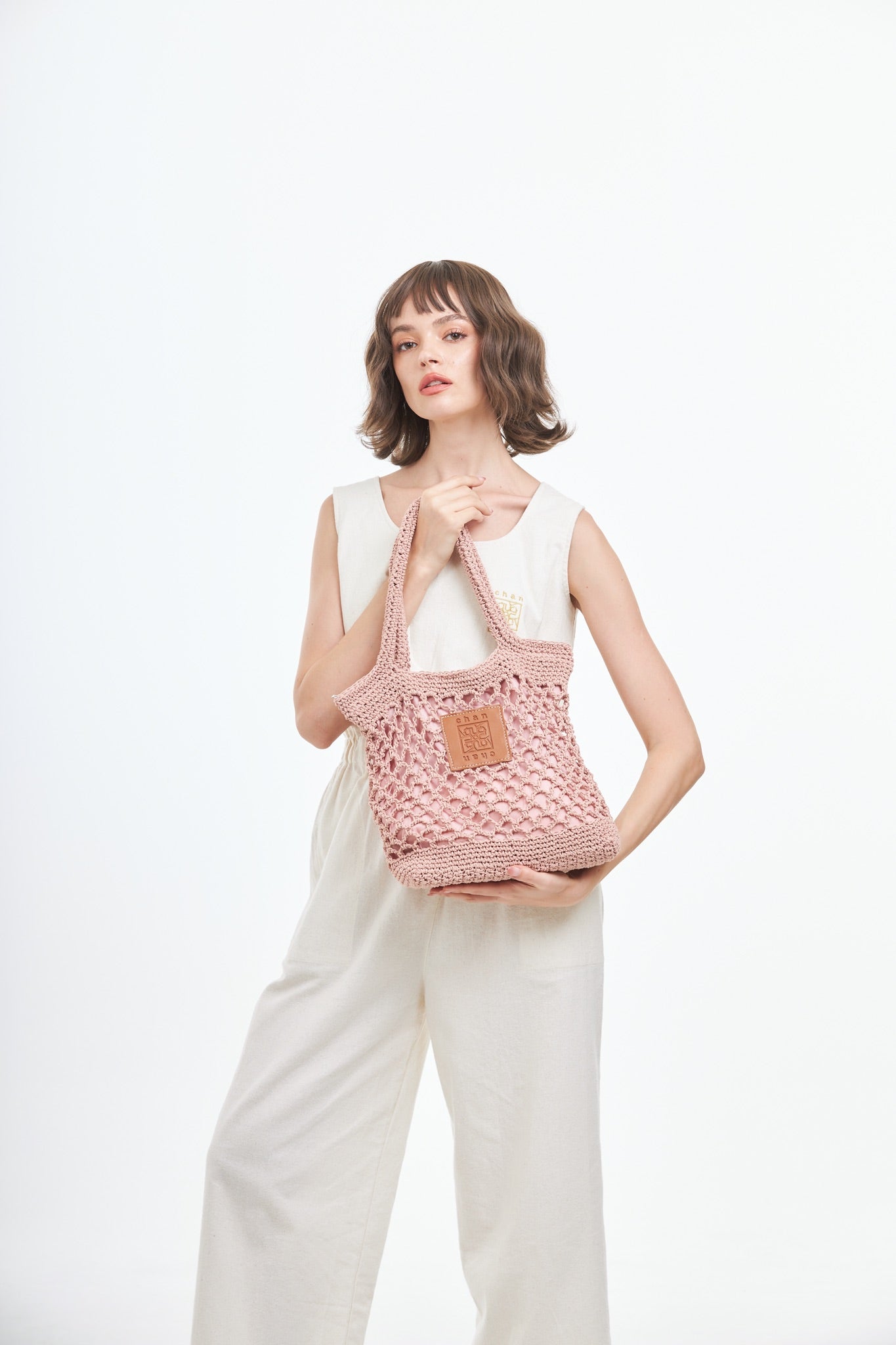 Knitted Tote Bag - Pink