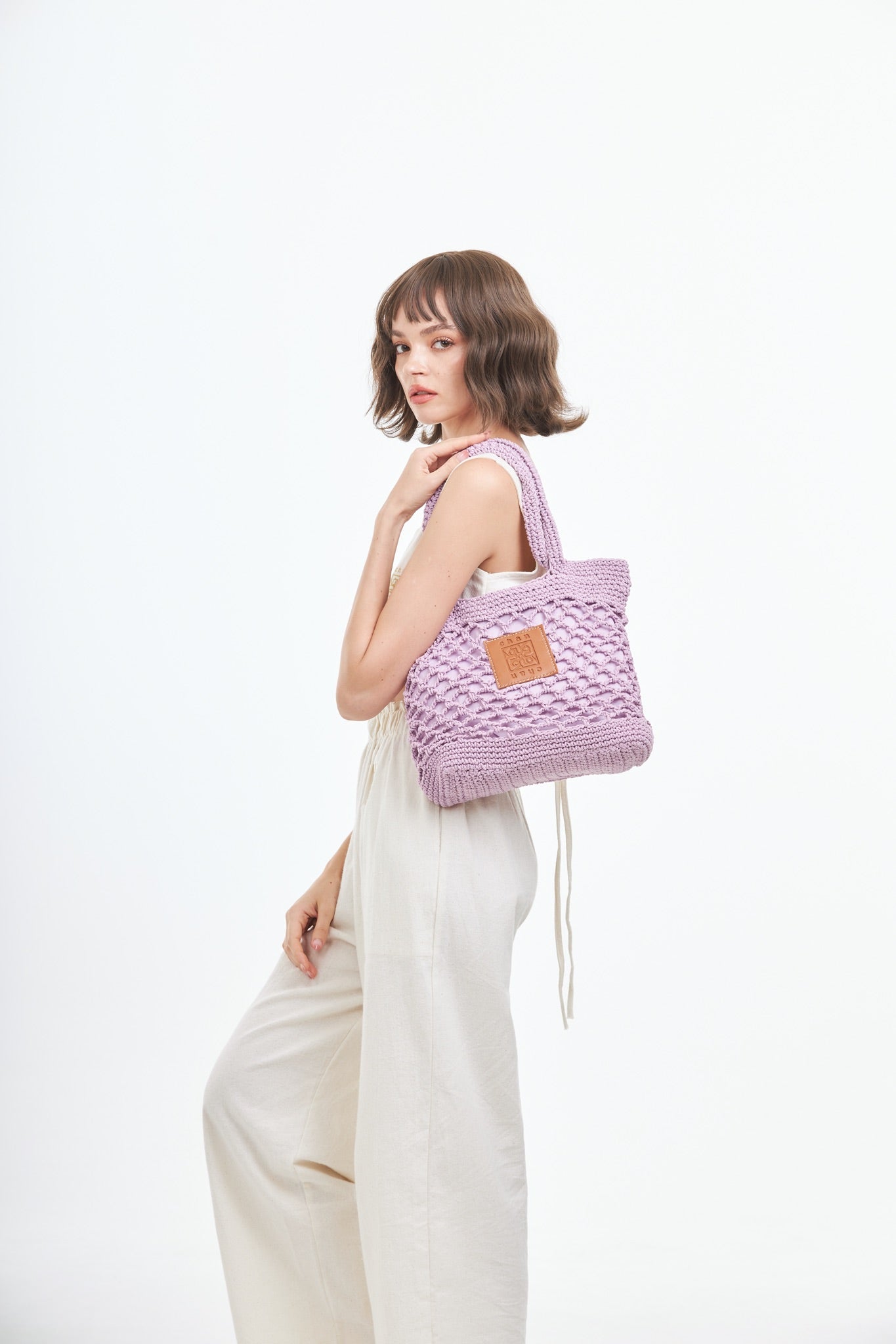Knitted Tote Bag - Purple