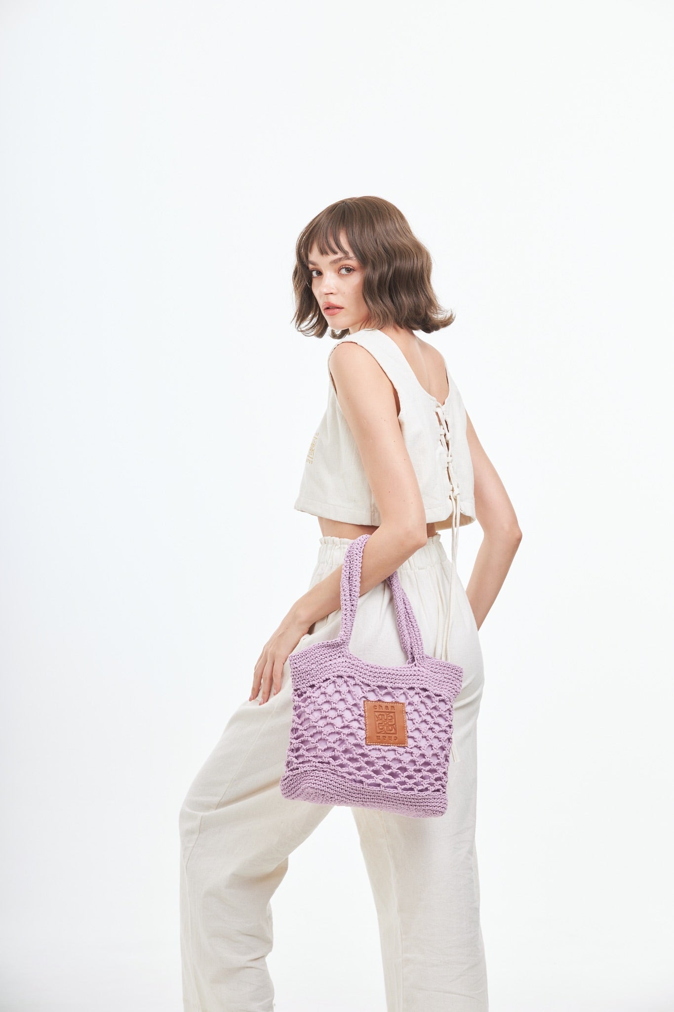 Knitted Tote Bag - Purple