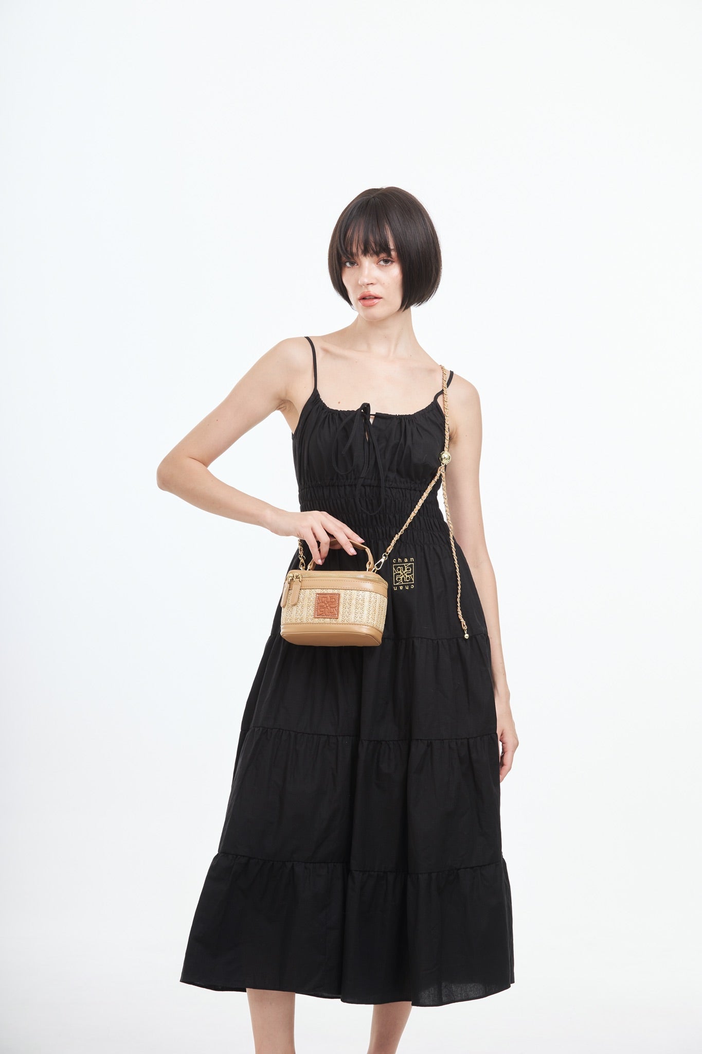 Straw Crossbody Bag - Beige