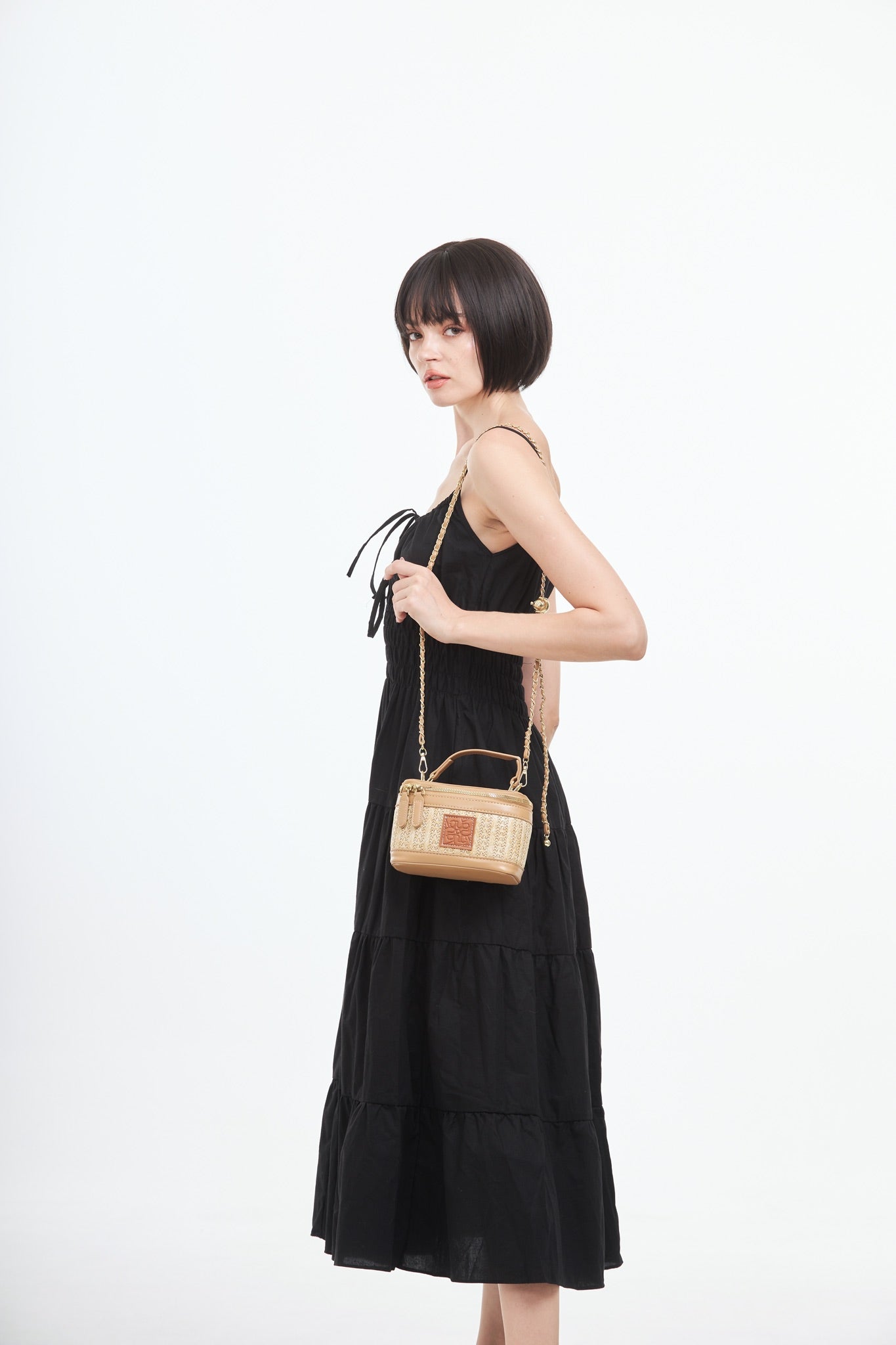 Straw Crossbody Bag - Beige