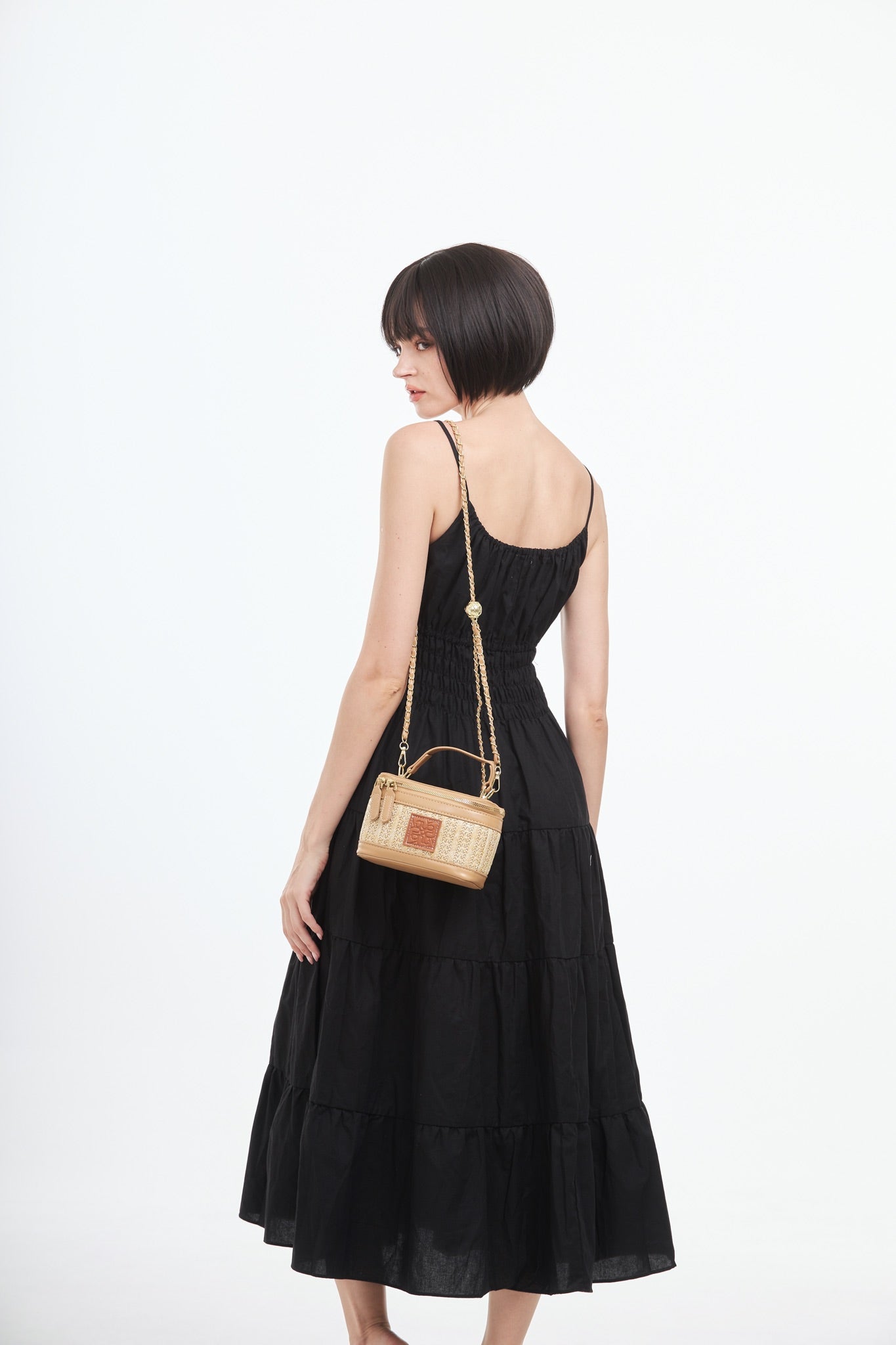 Straw Crossbody Bag - Beige