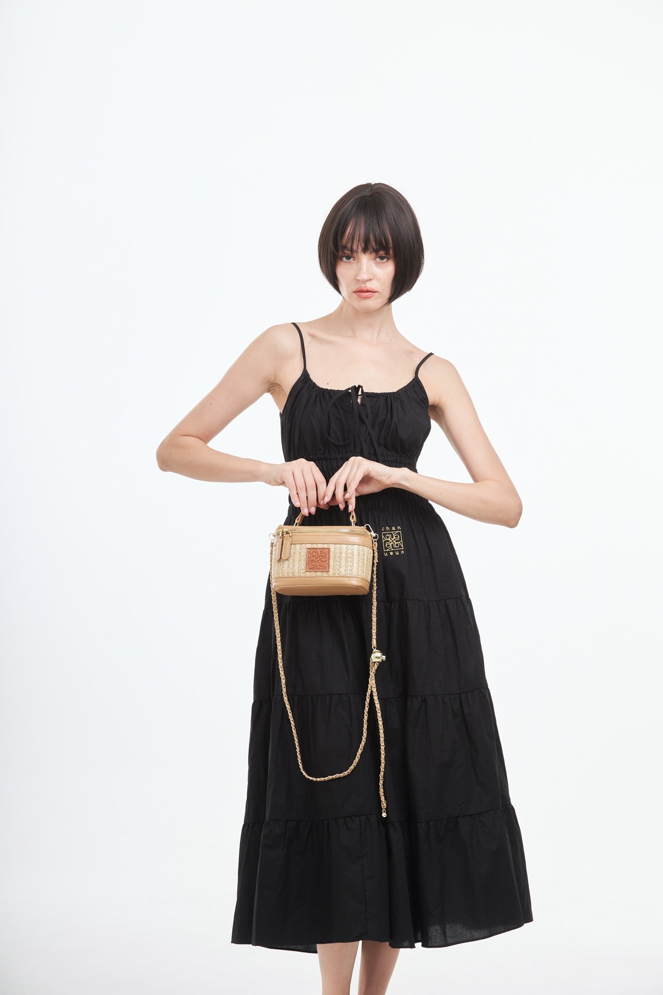 Straw Crossbody Bag - Beige