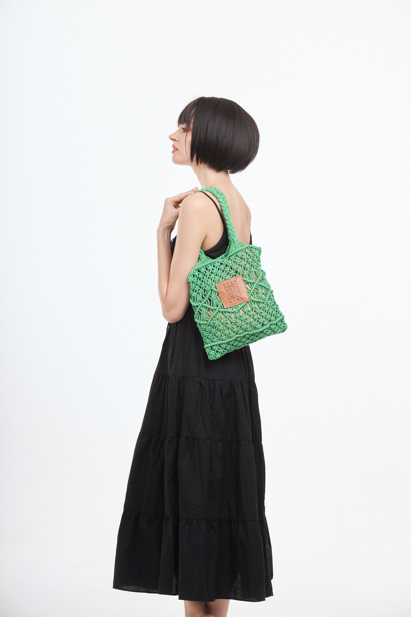Knitted Tote Bag - Green