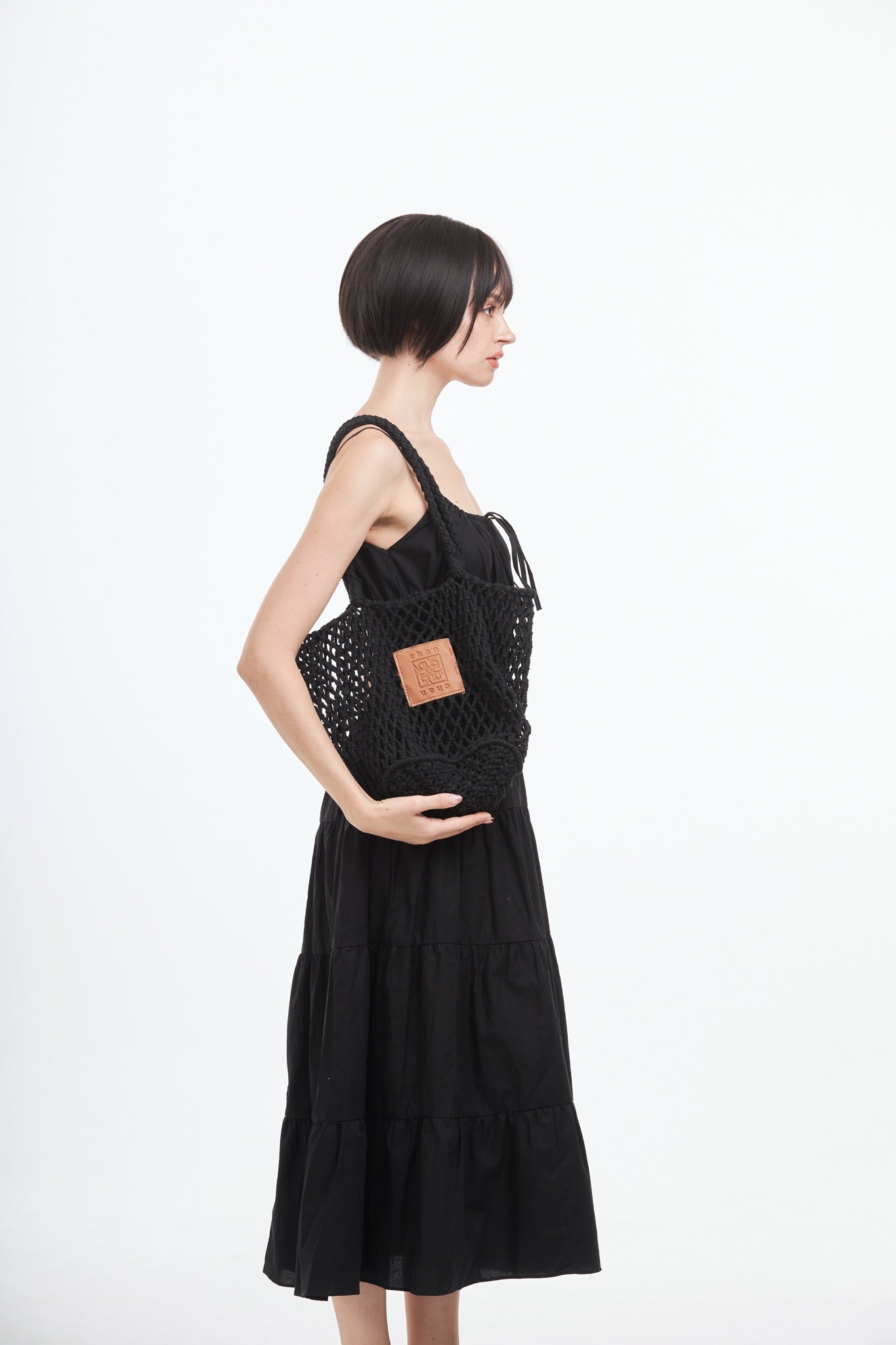 Knitted Tote Bag - Black