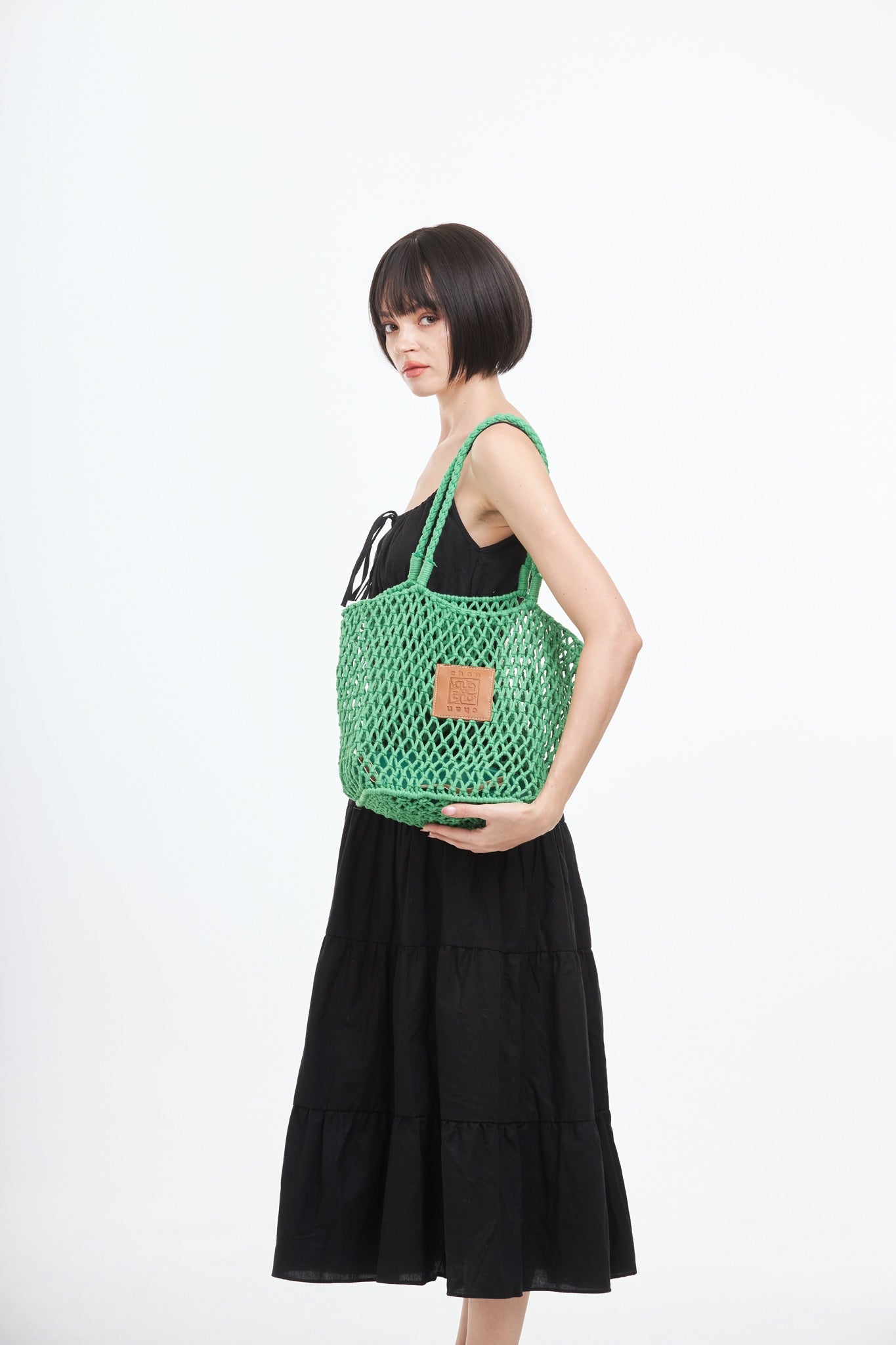 Knitted Tote Bag - Green