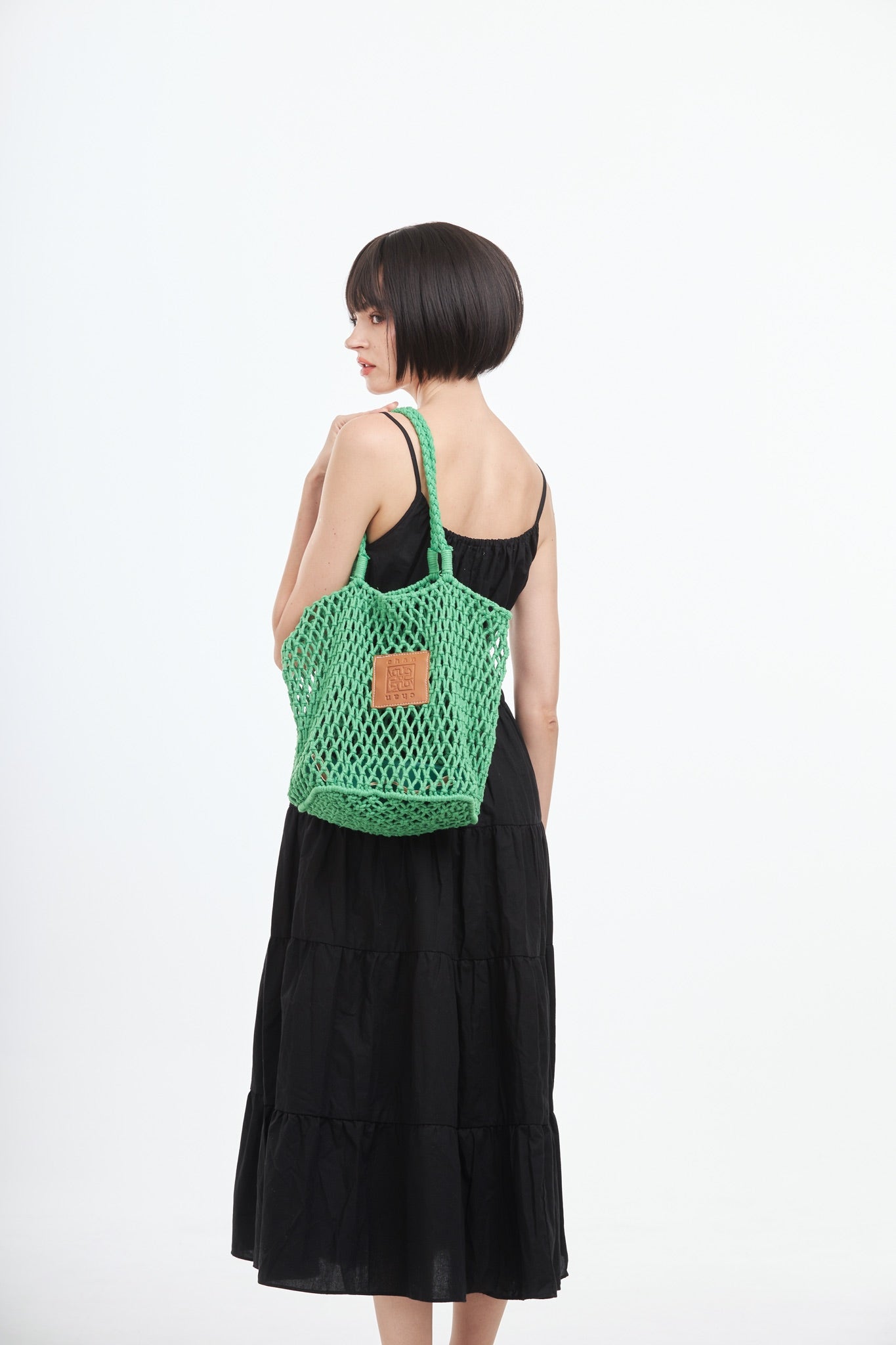 Knitted Tote Bag - Green