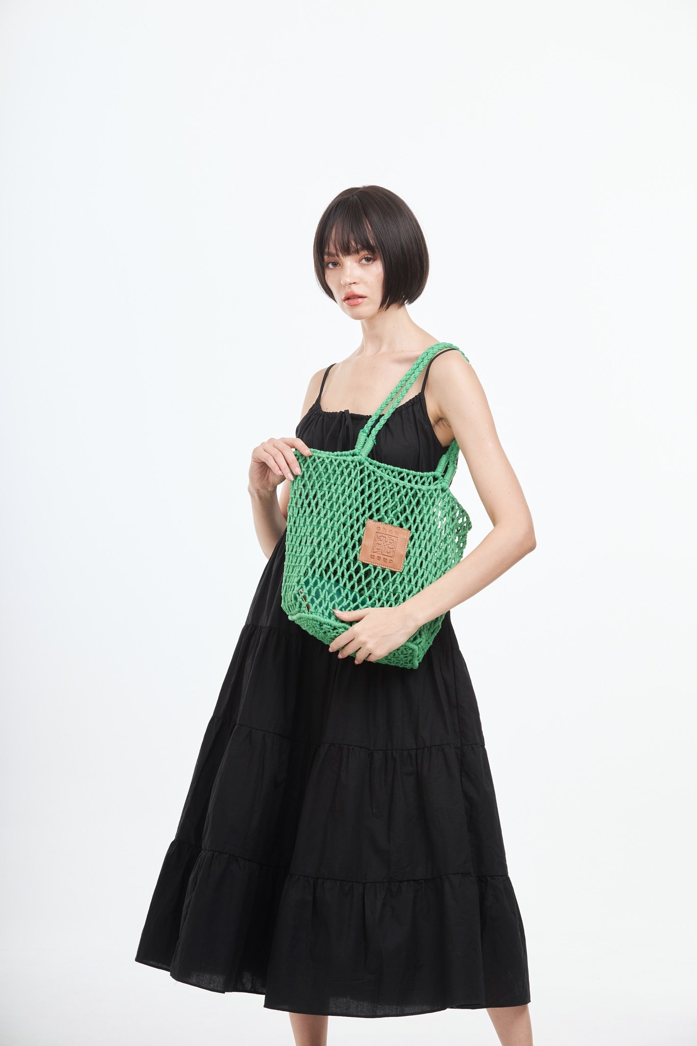 Knitted Tote Bag - Green