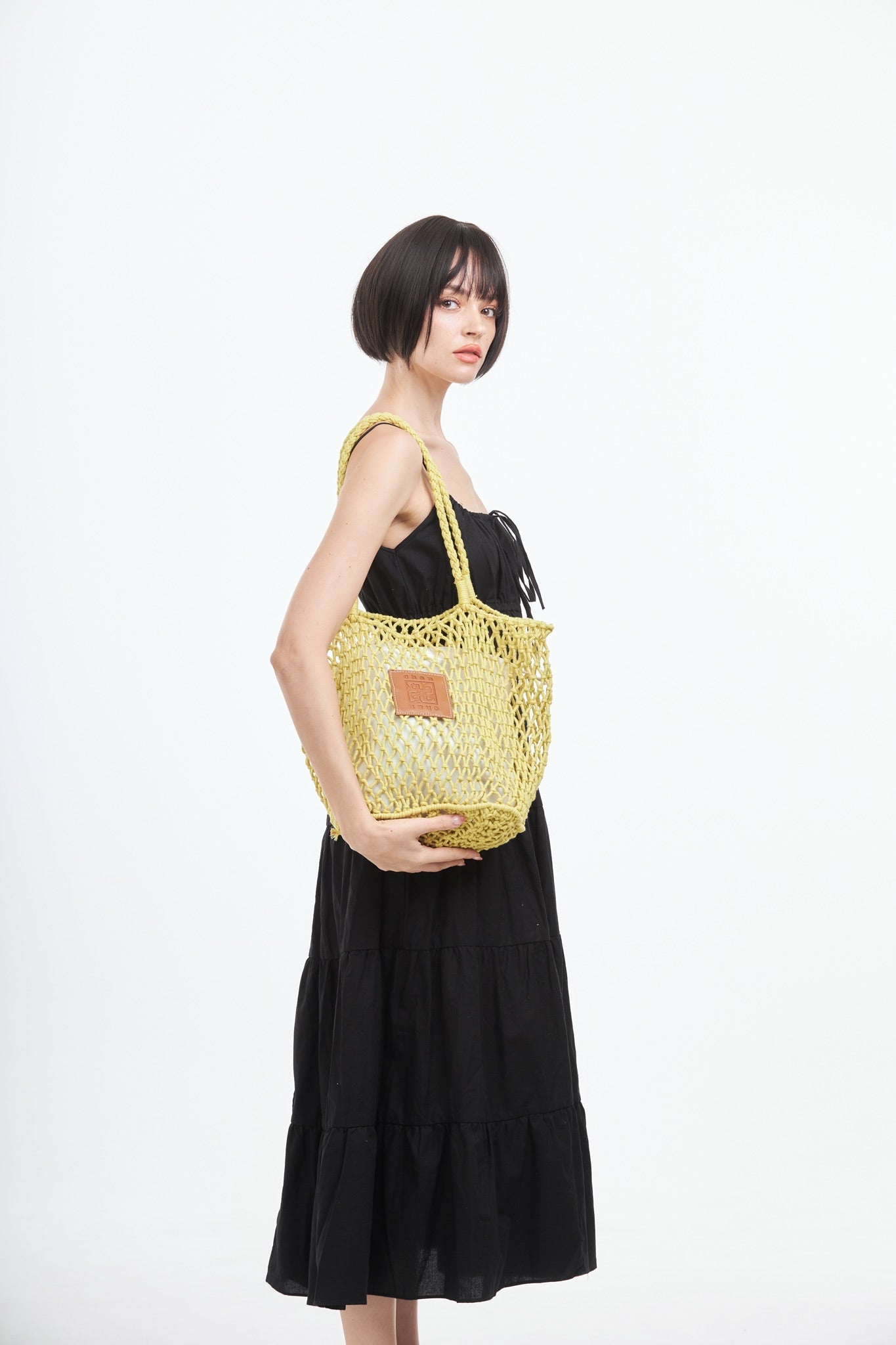 Knitted Tote Bag - Yellow