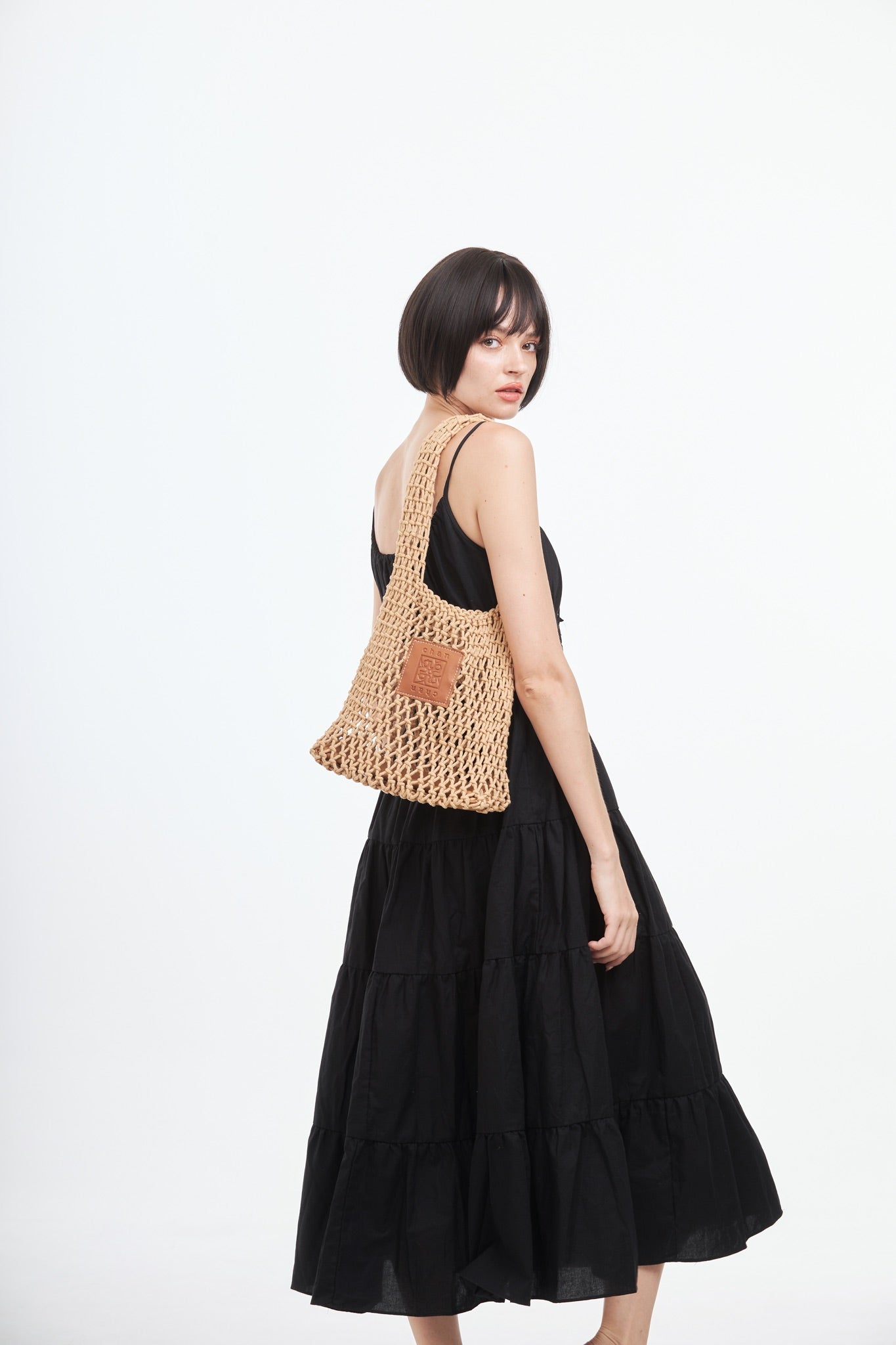 Knitted Tote Bag - Brown