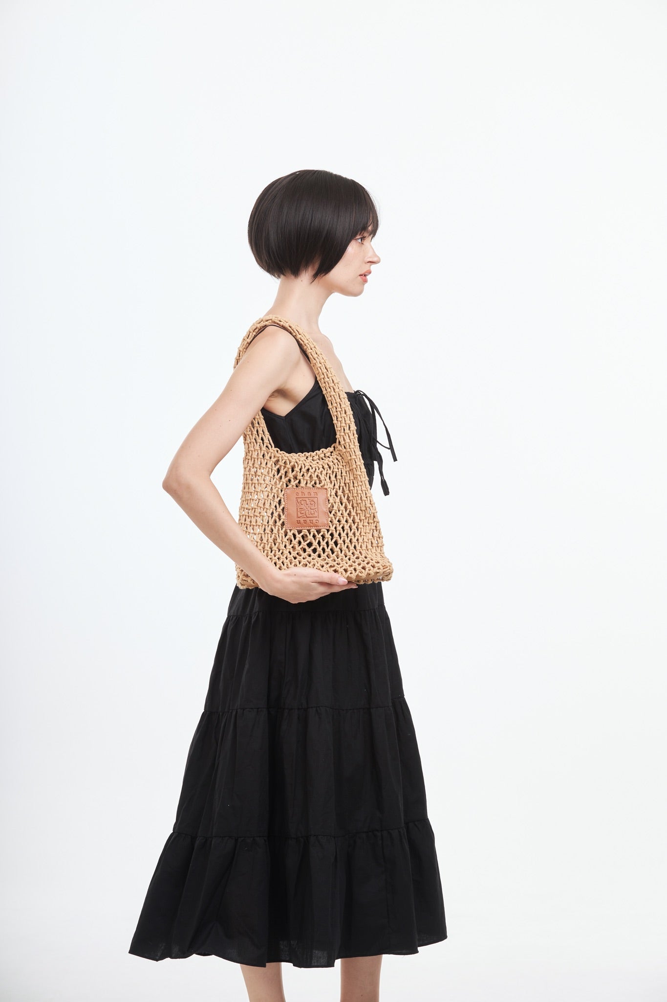 Knitted Tote Bag - Brown