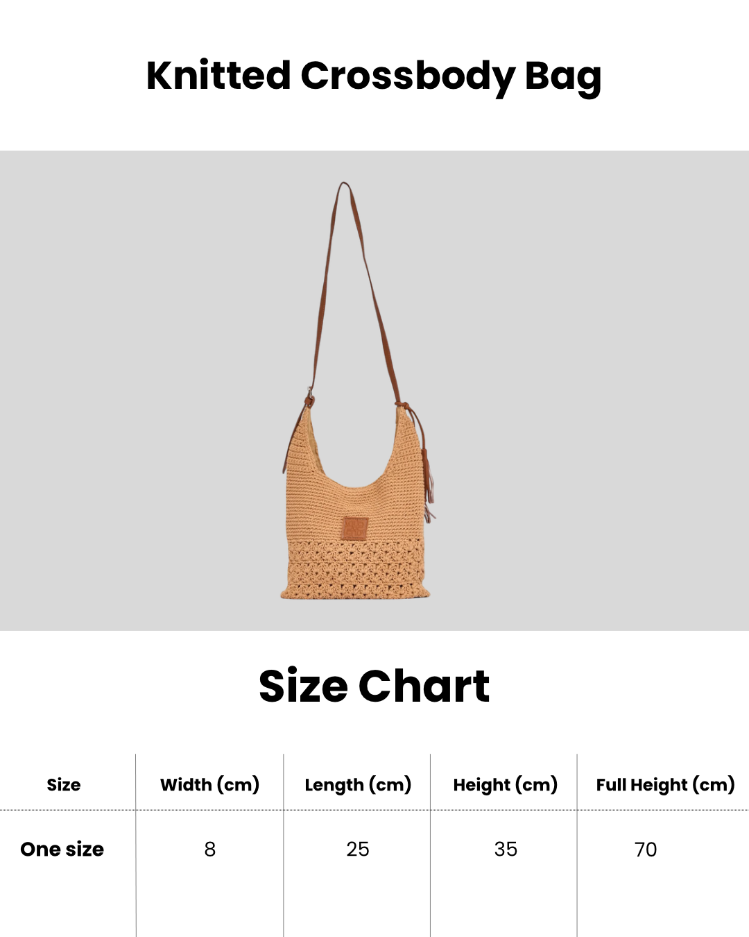 Knitted Crossbody Bag - Beige