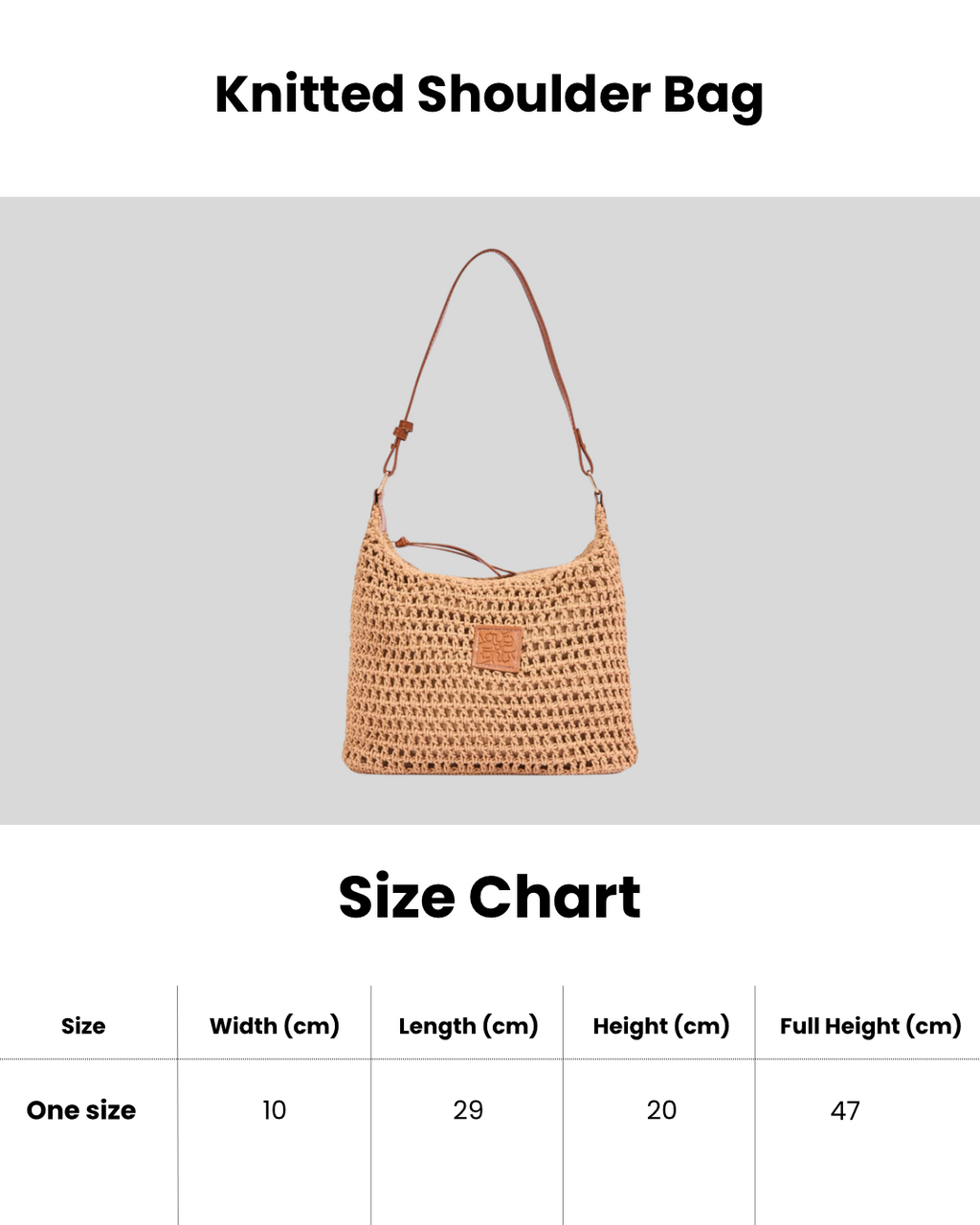 Knitted Shoulder Bag - Brown