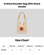 Knitted Shoulder Bag With Wood Handle - Beige