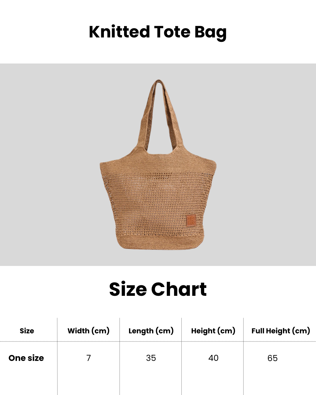 Knitted Tote Bag - Beige
