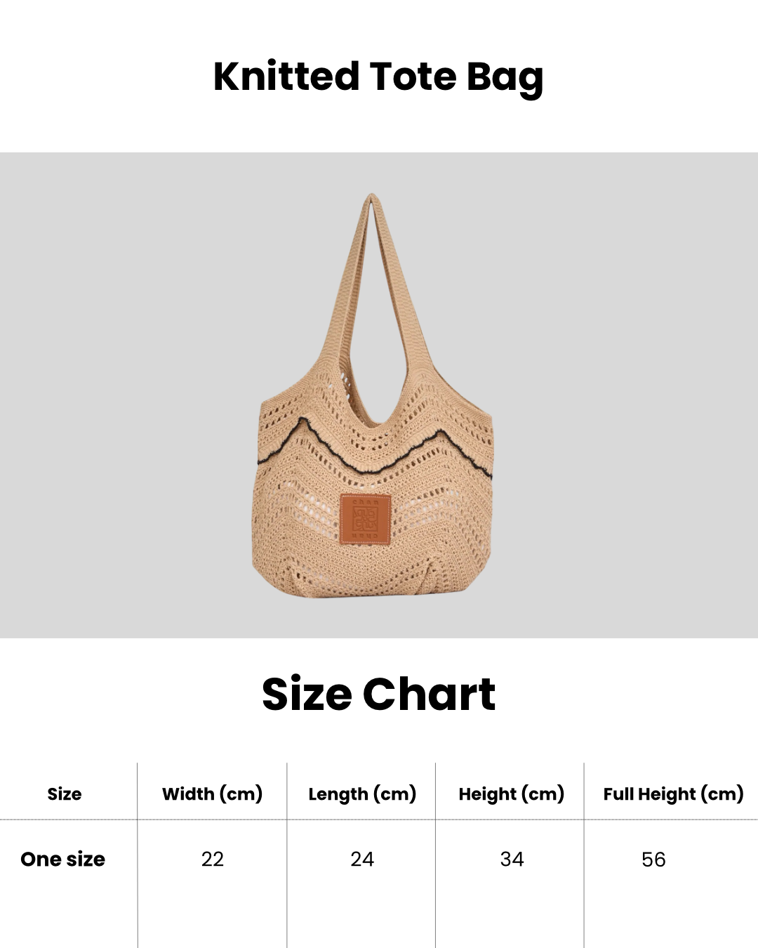Knitted Tote Bag - Beige