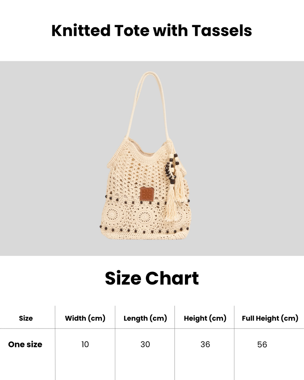 Everyday Earth – Knitted Tote with Tassels – White