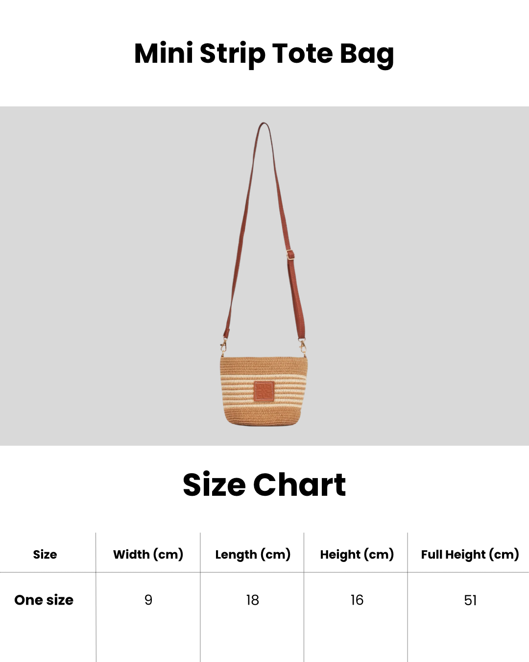Mini Strip Tote Bag - Brown