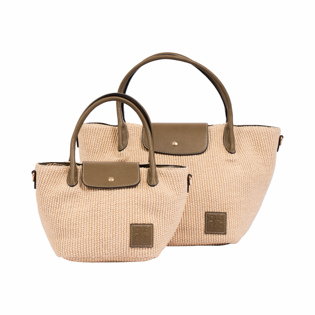 Resort Weave – Woven Shoulder Bag M – Khaki