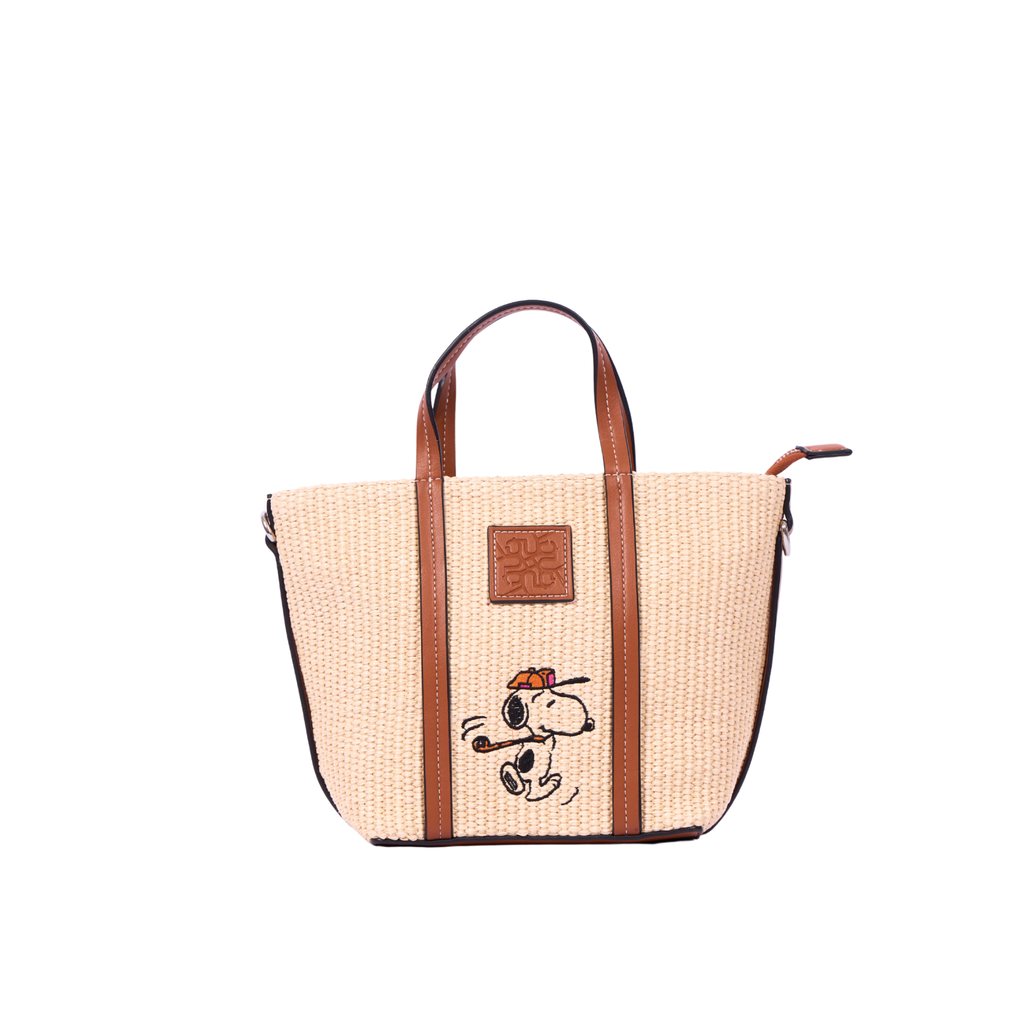 Chan x Peanuts – Straw Shoulder Bag – Brown