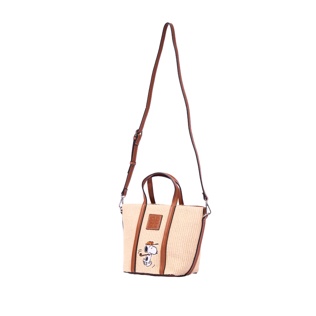 Chan x Peanuts – Straw Shoulder Bag – Brown