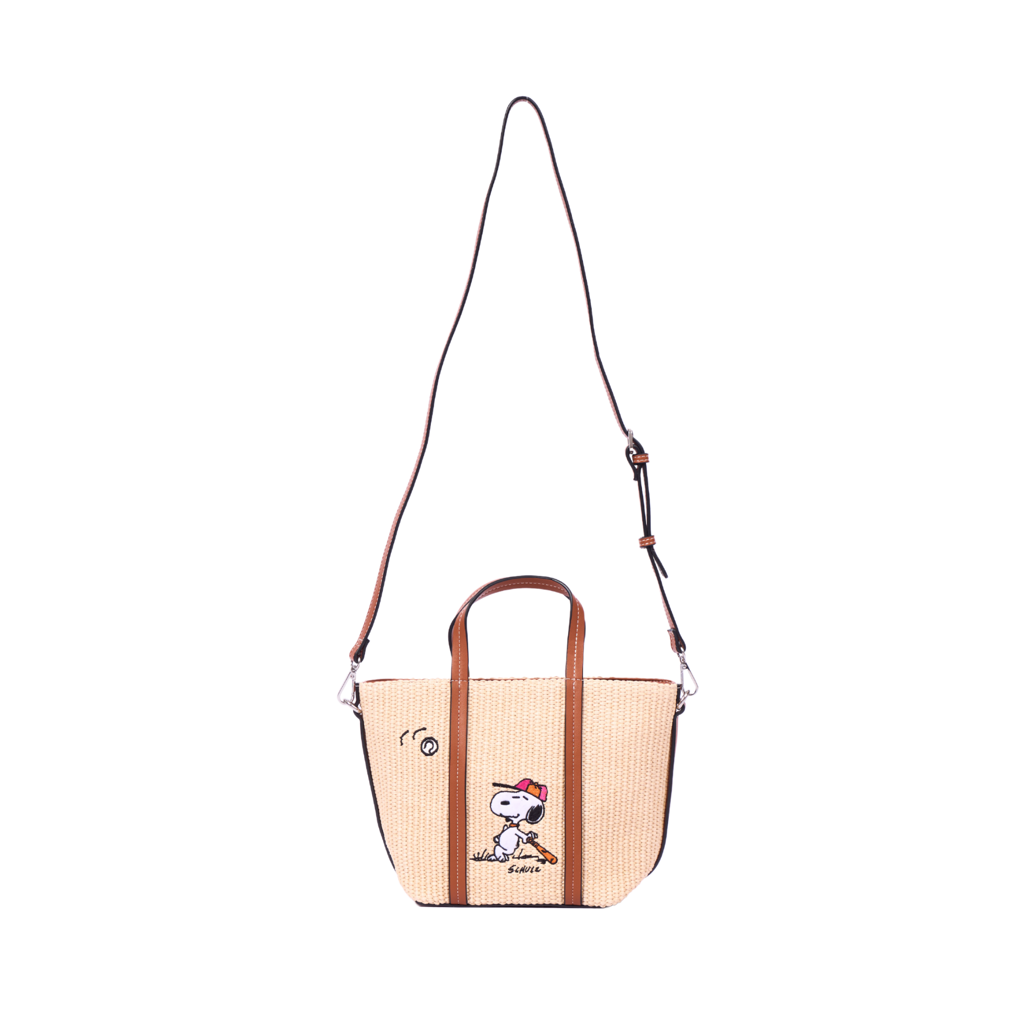 Chan x Peanuts – Straw Shoulder Bag – Brown