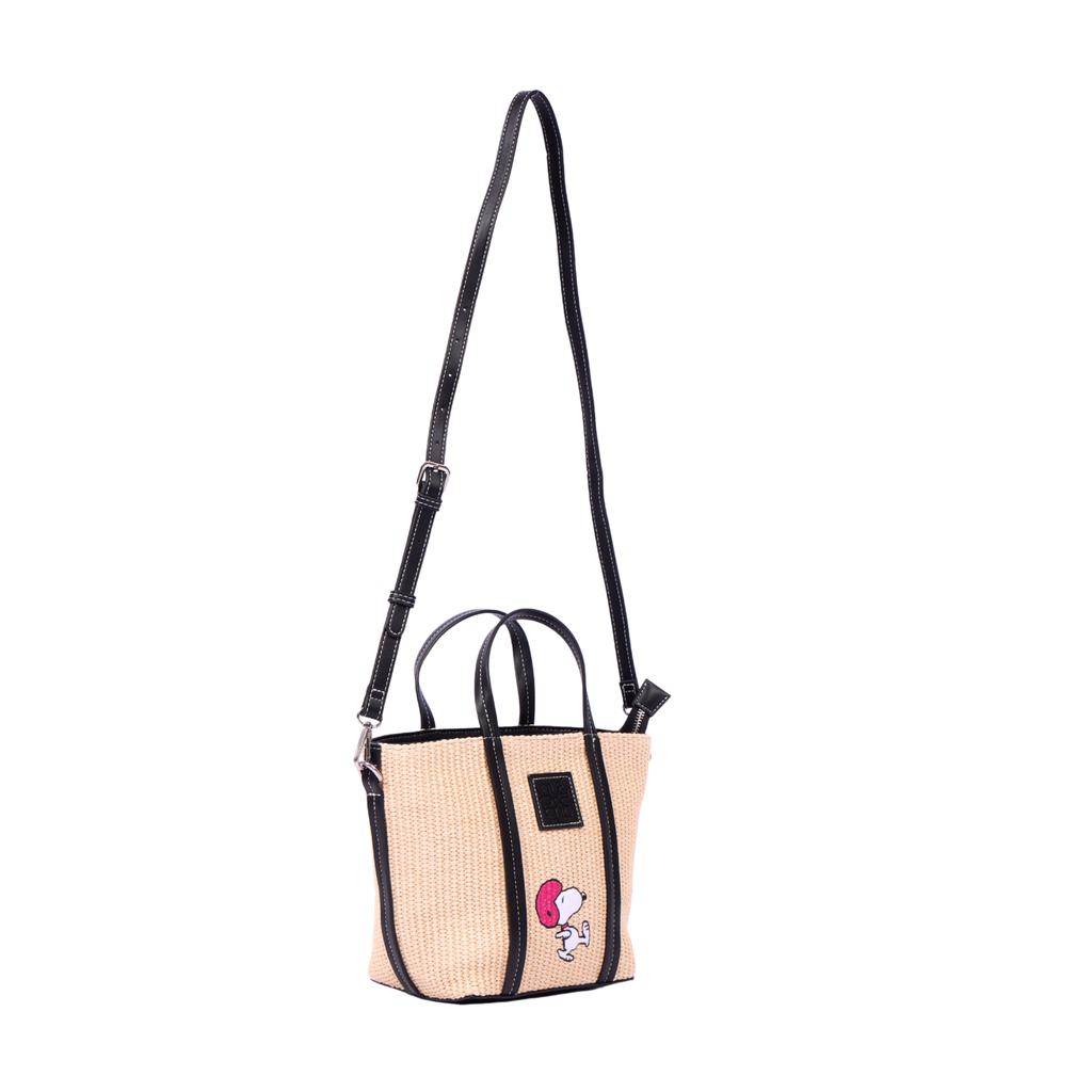 Chan x Peanuts – Straw Shoulder Bag – Black