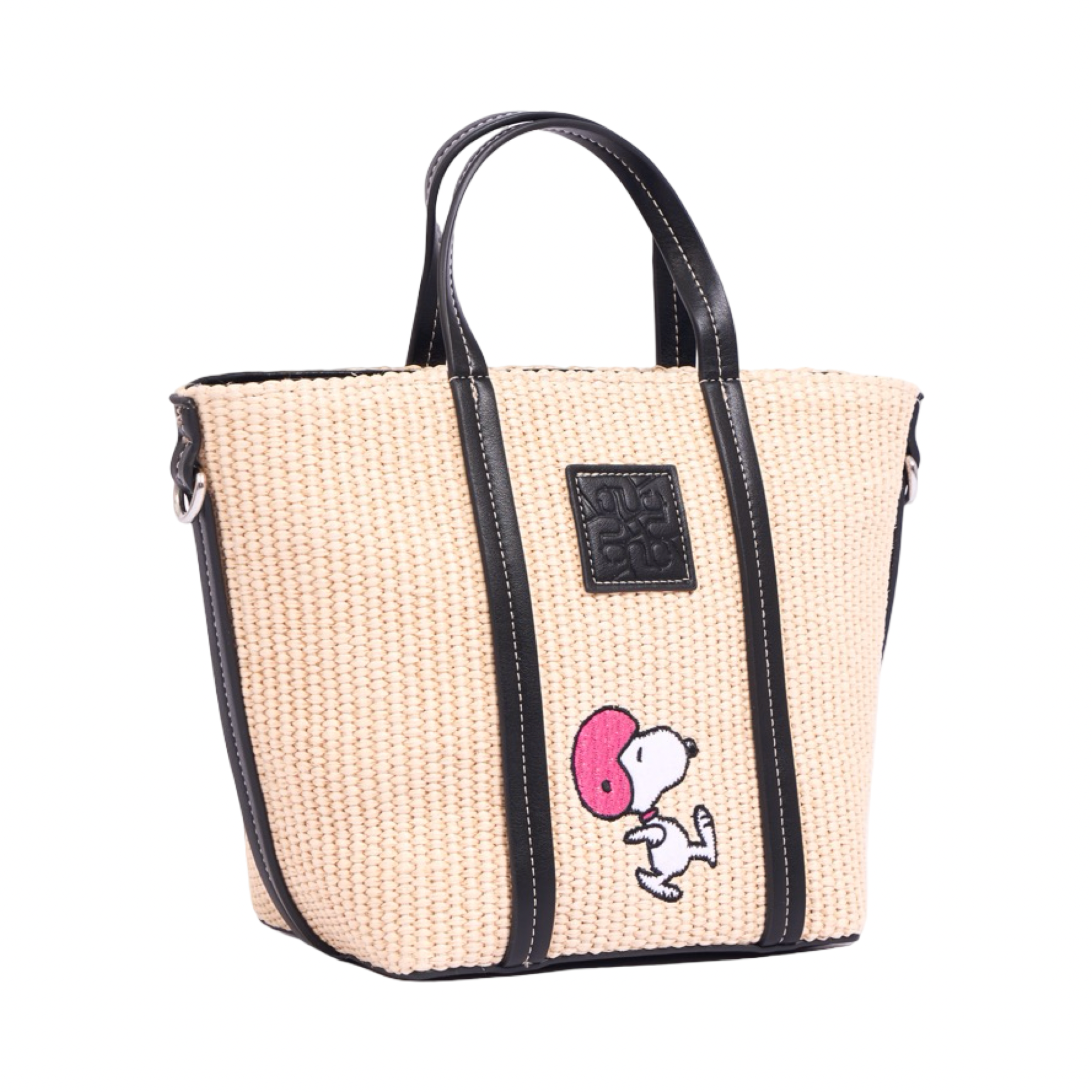 Chan x Peanuts – Straw Shoulder Bag – Black