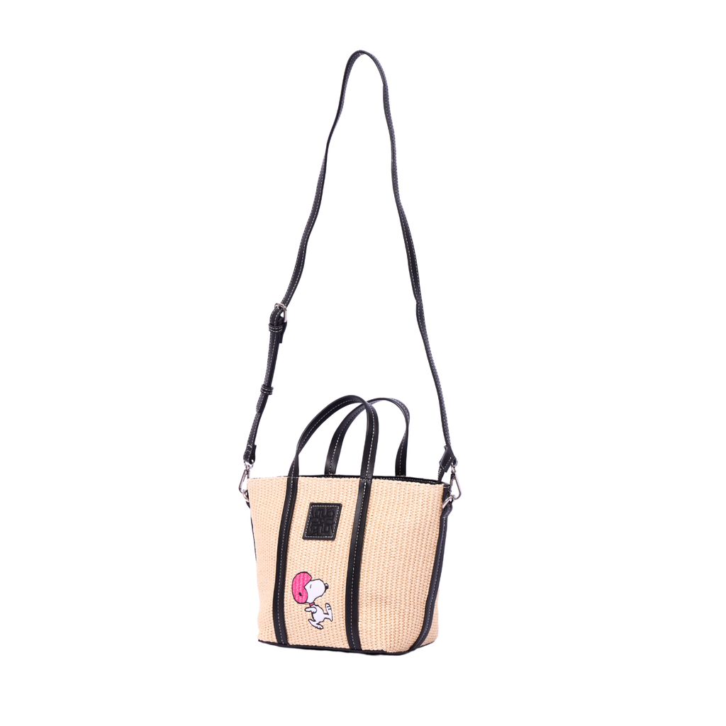 Chan x Peanuts – Straw Shoulder Bag – Black