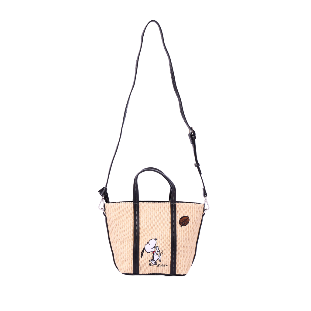 Chan x Peanuts – Straw Shoulder Bag – Black
